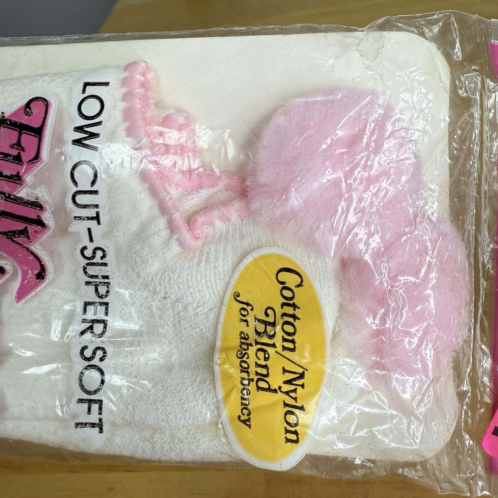 VTG Pom Pom Ankle Socks With Pink Pom Poms 9-11 NIP NOS Golf Tennis Read