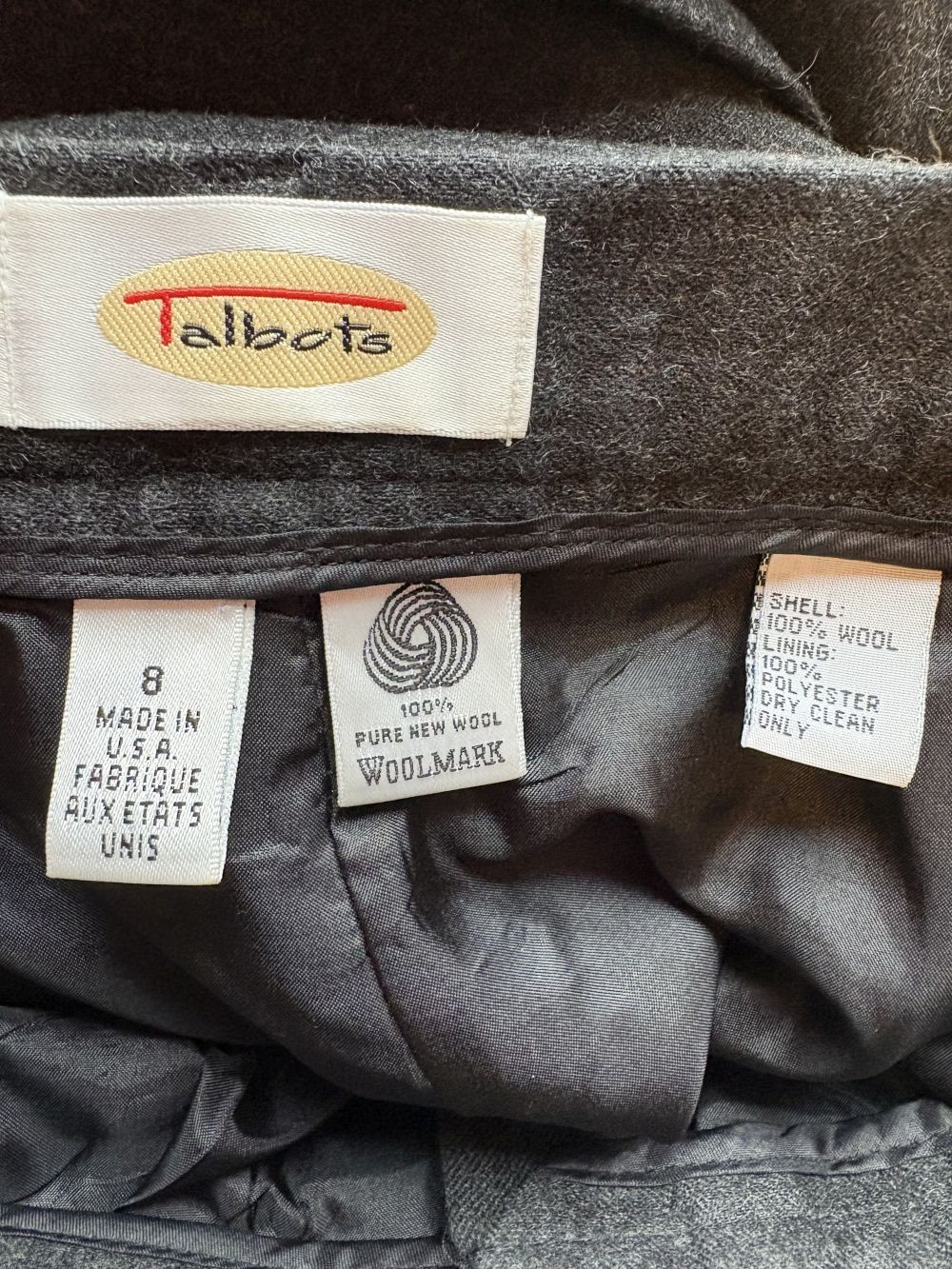 vintage 90s Talbots pants gray wool high waist rise tapered leg trousers M 8