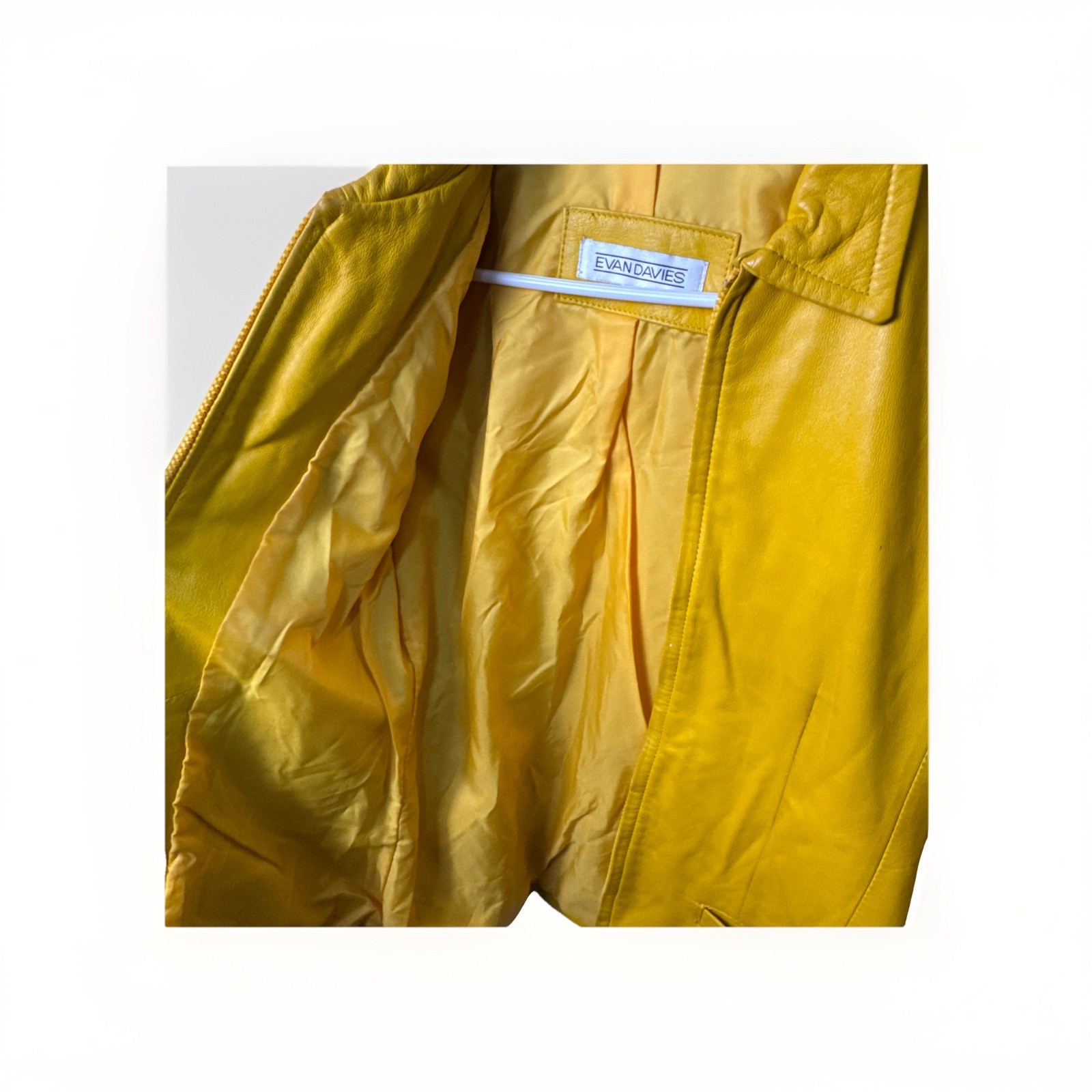 Yellow Lamb Nappa Leather Jacket Evan Davies 6 1980’s Vintage Pre-Owned Pockets