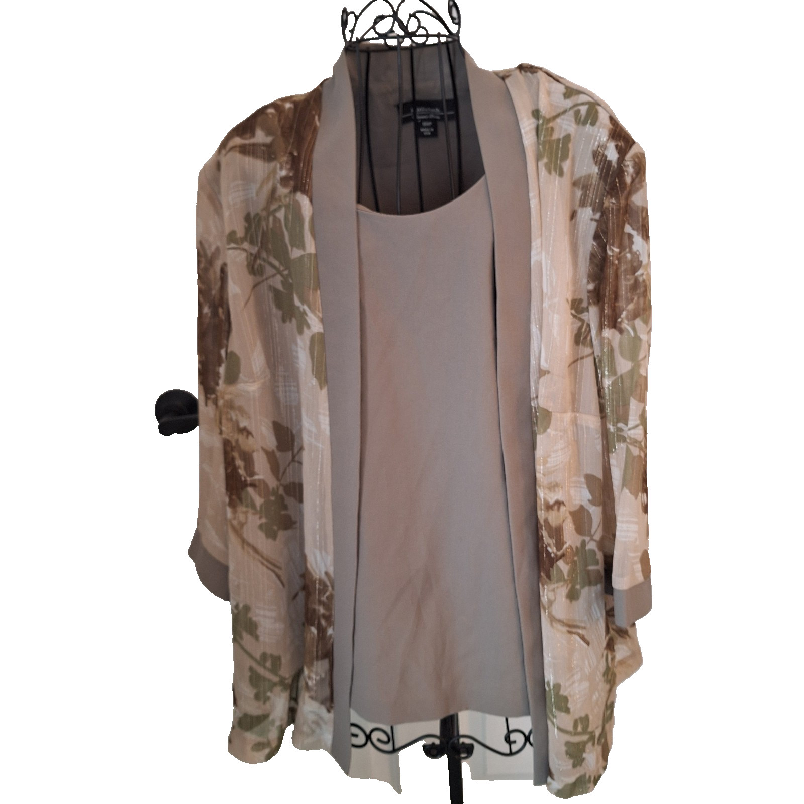 Kimono Open Front Top Attached Tank Woman’s 18WP Flowy Sheer USA R&M Richards