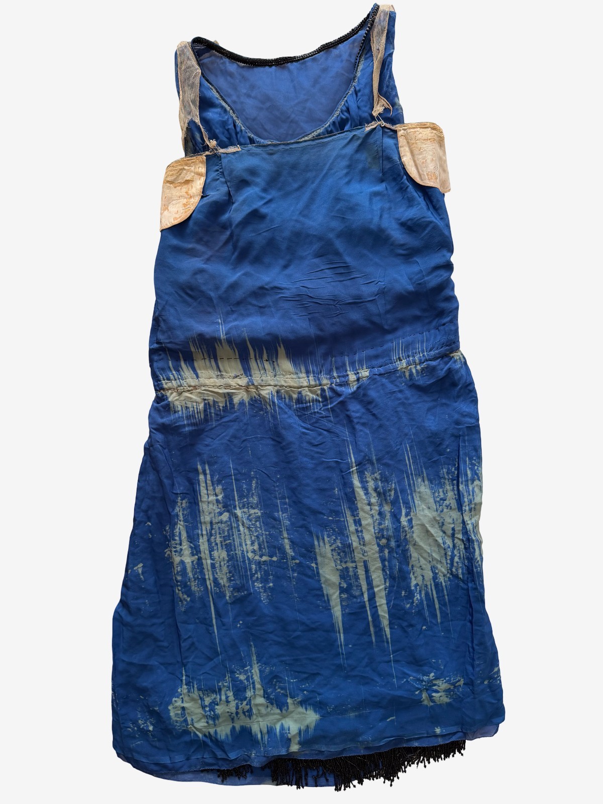 Antique 1920s Flapper Dress Silk Chiffon Beaded Fringe Art Deco