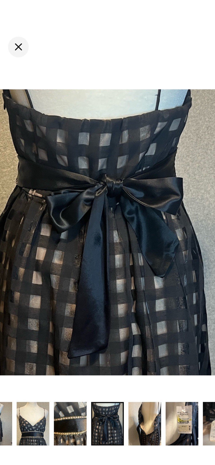 VTG 90s Teeze Me Black Formal Party Dress Fit + Flare Babydoll Sheer Straps NWT