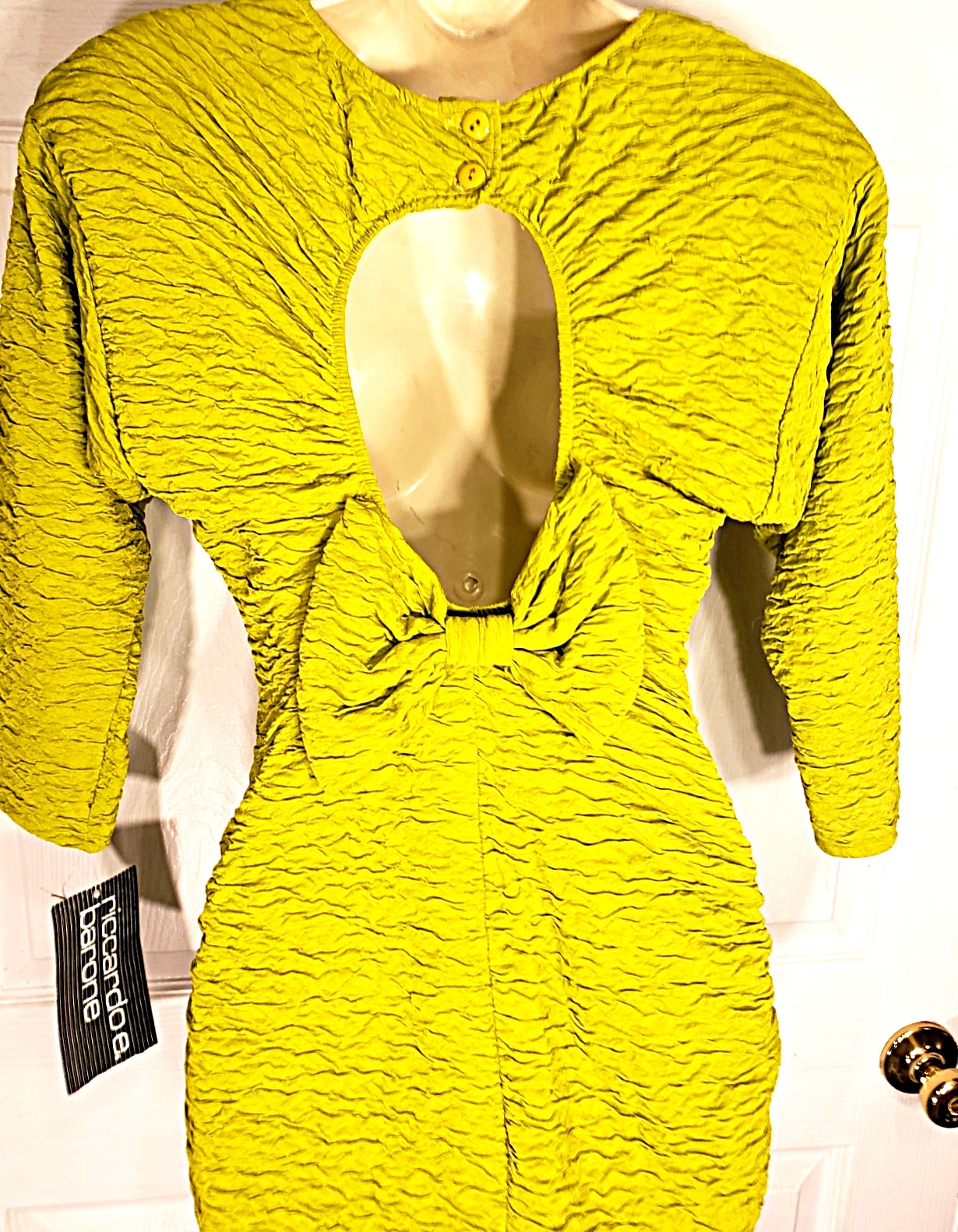 Riccardo Barone Body Con Dress Keyhole Back & Bow 1990s w/Tags Women’s M