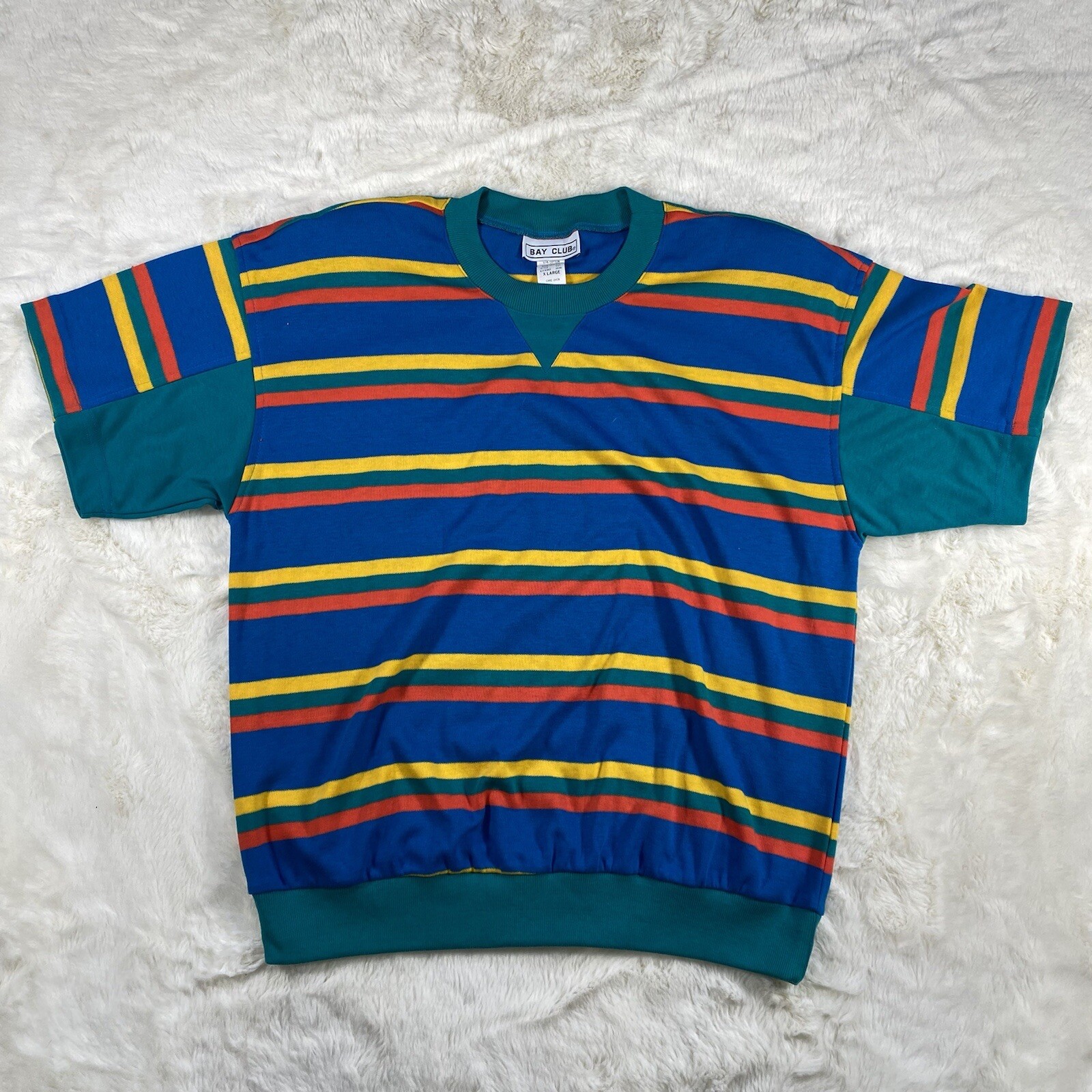 Vintage Bay Club Multicolor Horizontal Stripes Shirt Size XL