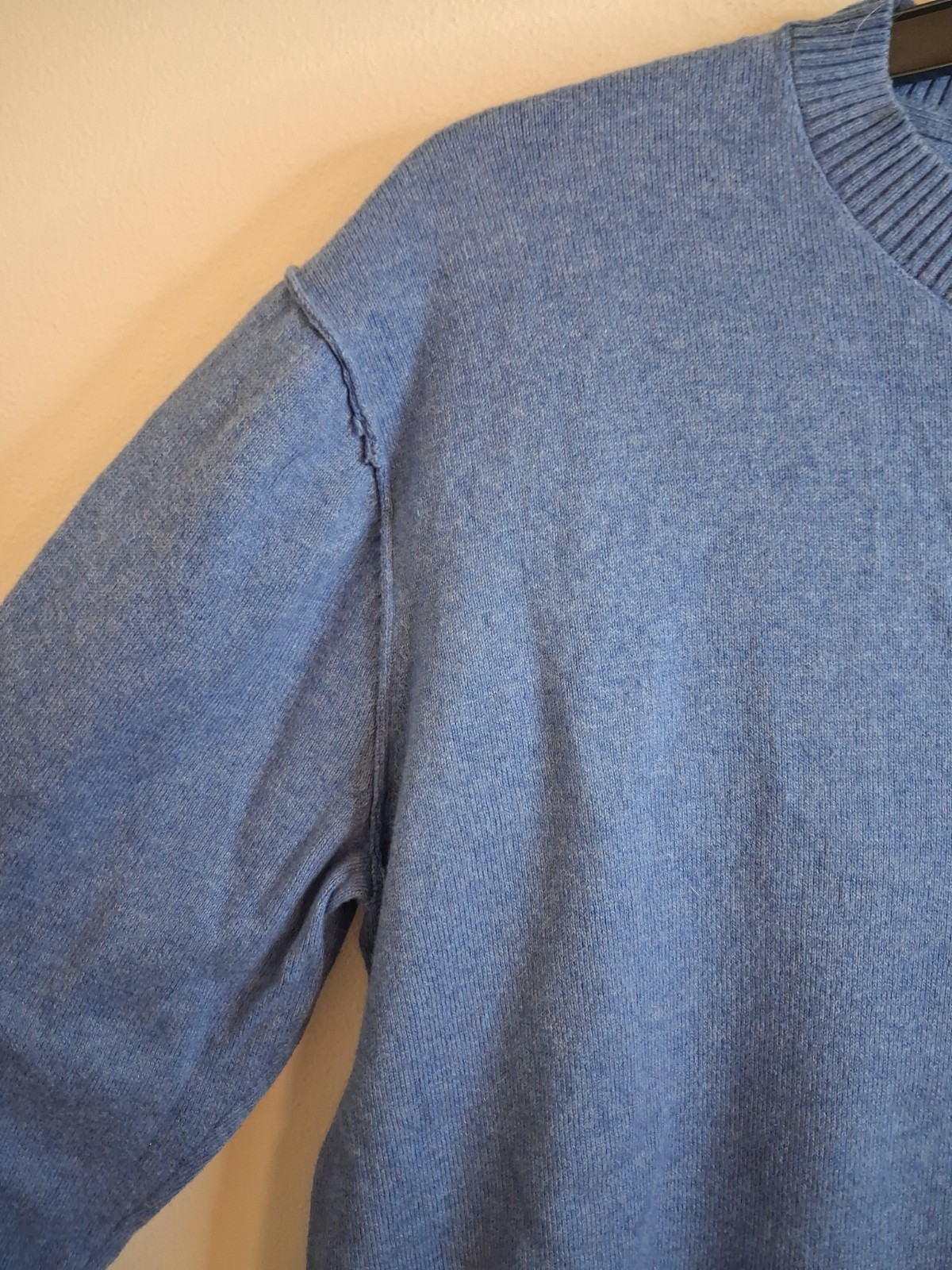 LLBean Cashmere Blend Crewneck Pullover Sweater XL Pet Blue Quiet Luxury Vtg