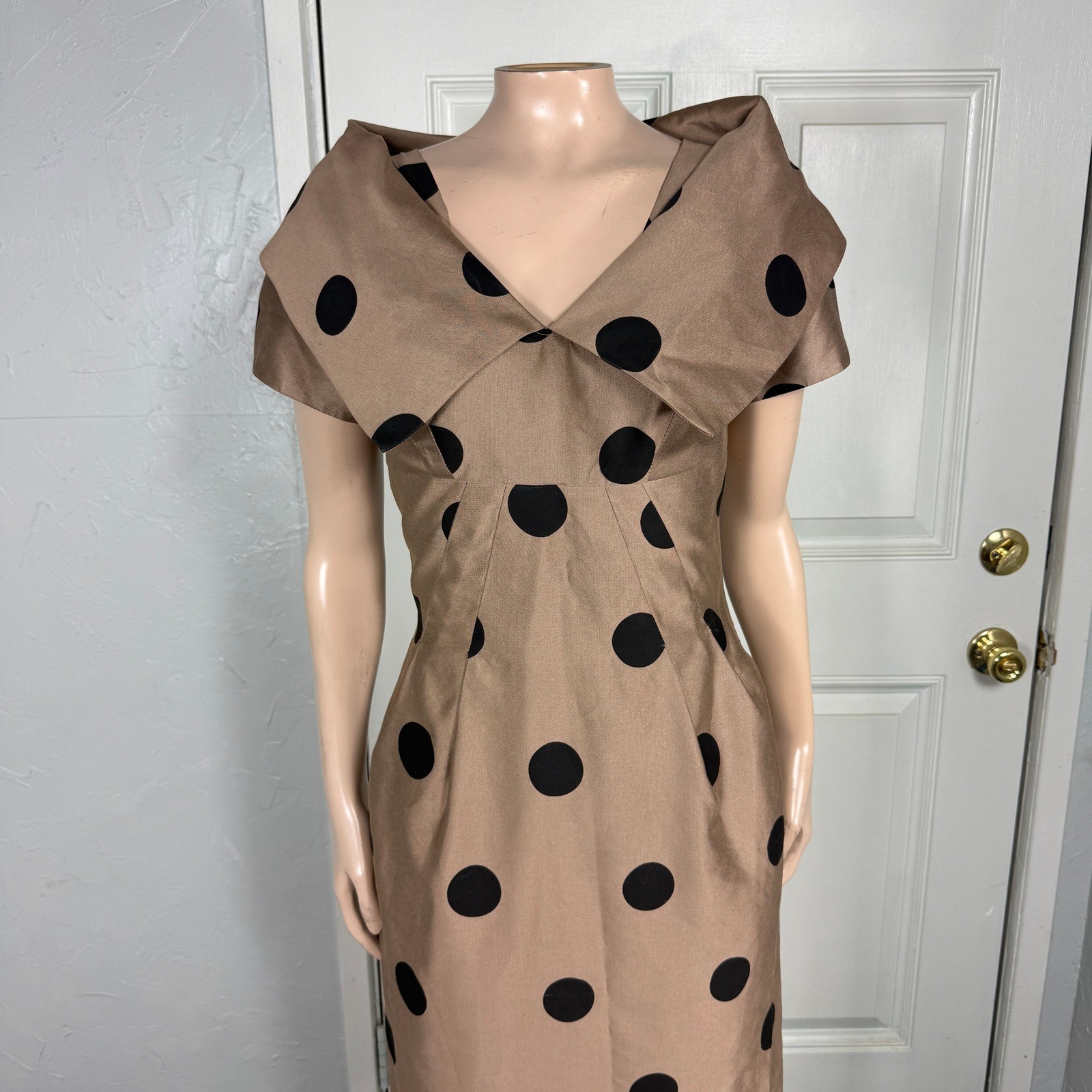 Vintage 50s 60s Juile Miller Dress Wiggle Polka Dot 10 California QQ10