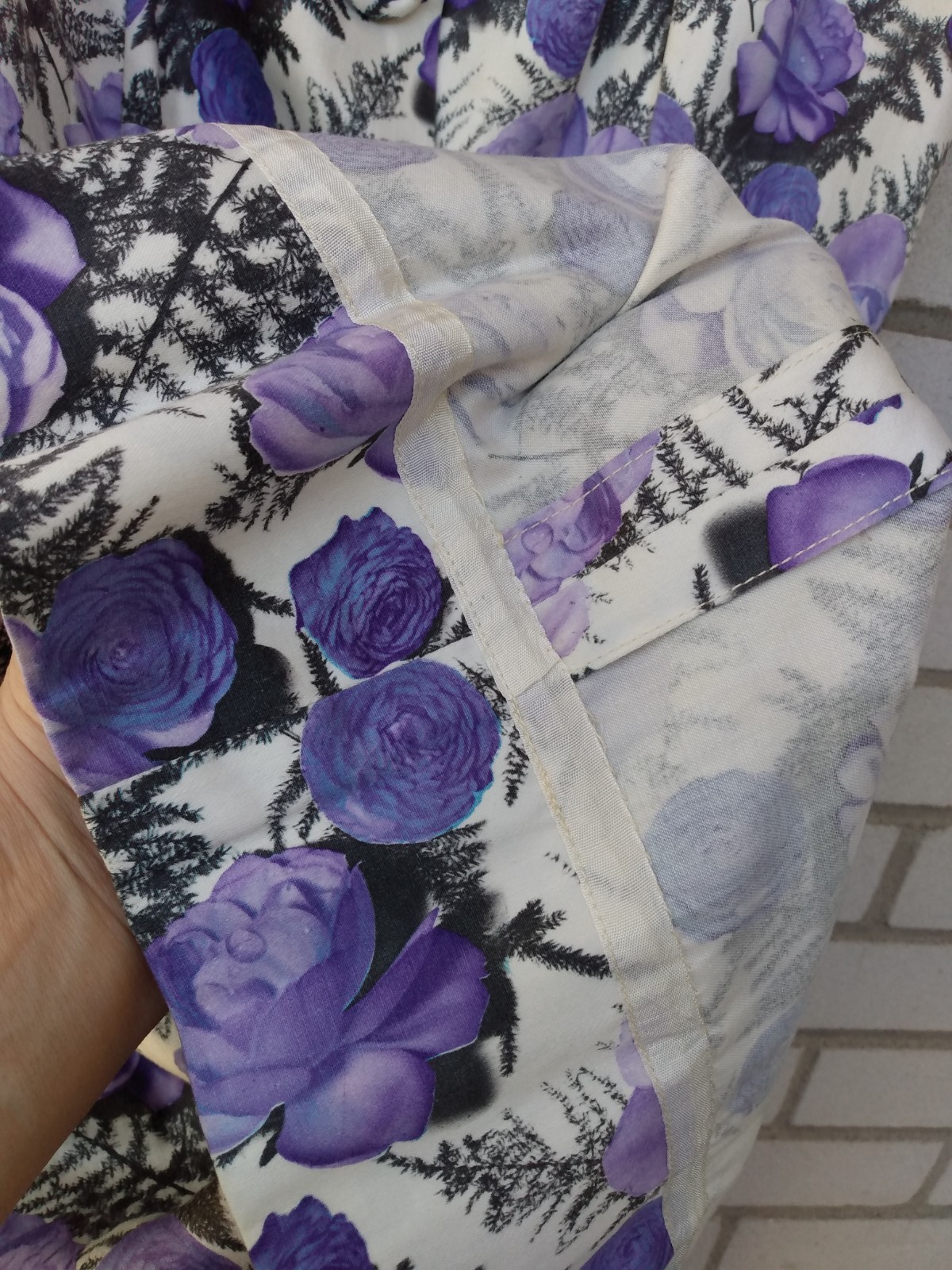 Vintage 50s Purple Rose Dress 42″ Bust 28.5″ Waist Rockabilly Tea Party 60s