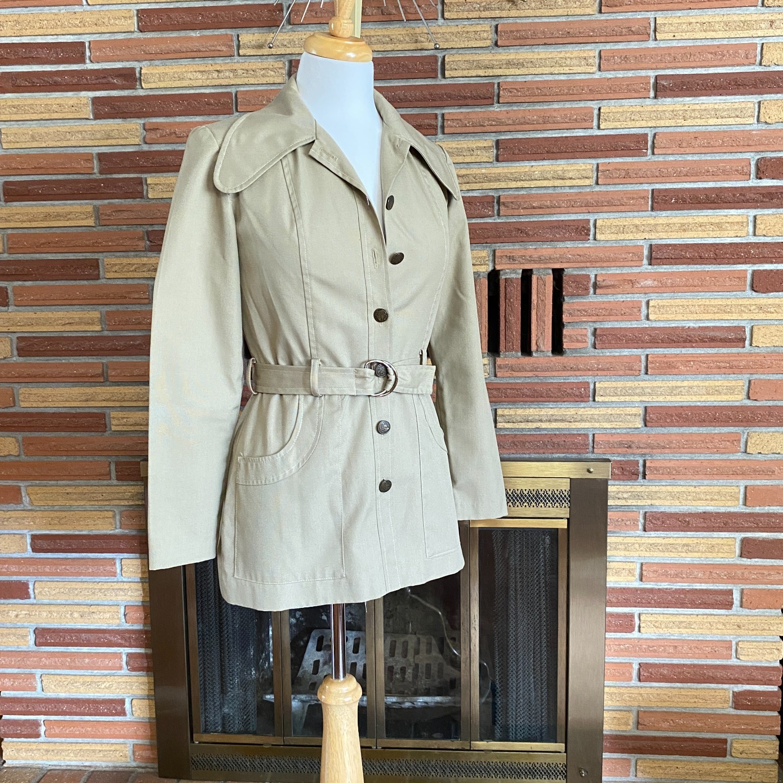 Womens 1970s Spring Jacket Tan Size XS