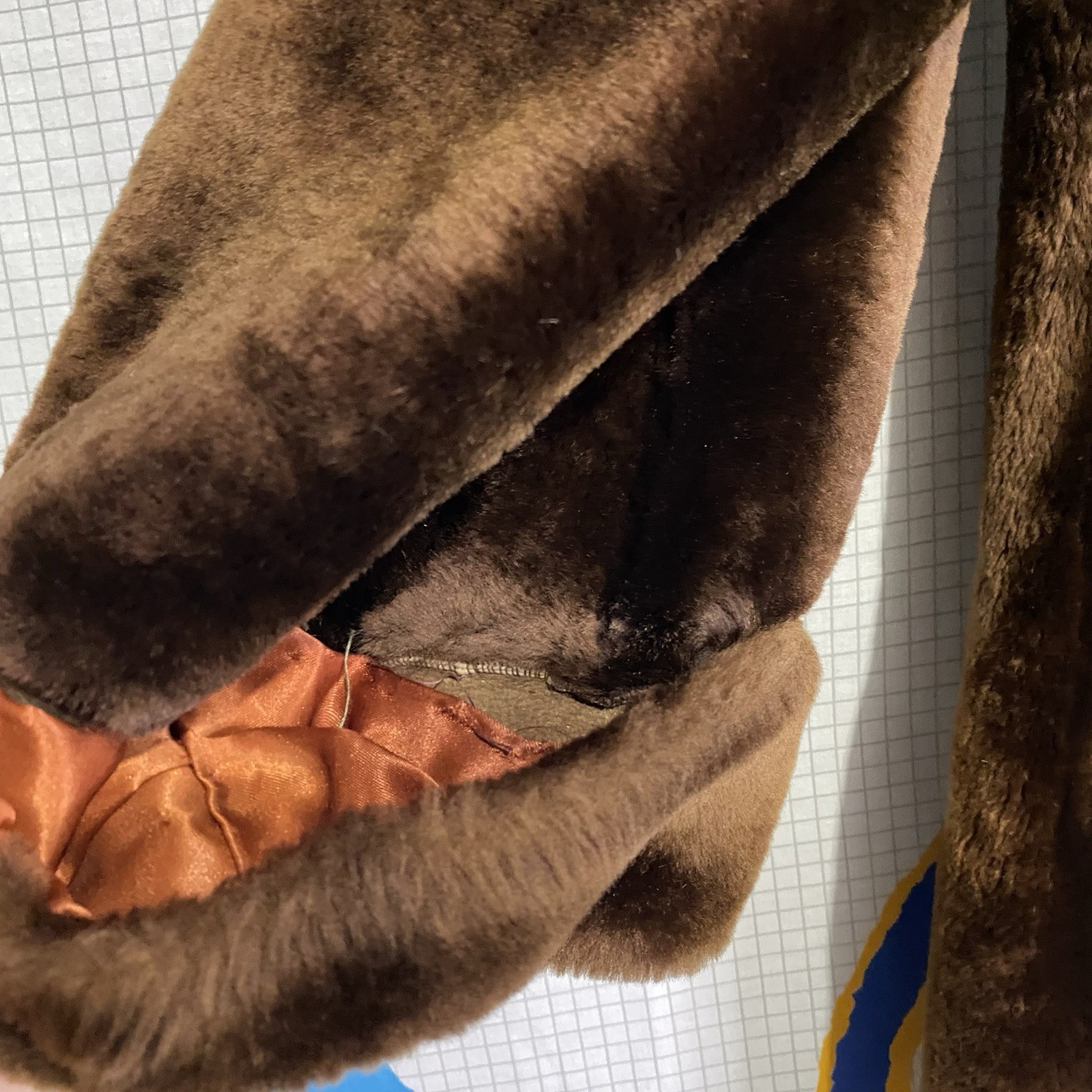 Vintage 50s Brown Mouton Fur Coat Medium Lamb Beaver Mink 60s Velvet Kansas City