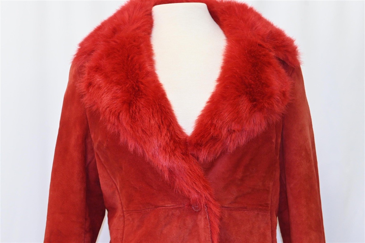 vintage 80s MARVIN RICHARDS RED LEATHER SUEDE FAUX FUR NWT JACKET WOMEN’S MED M