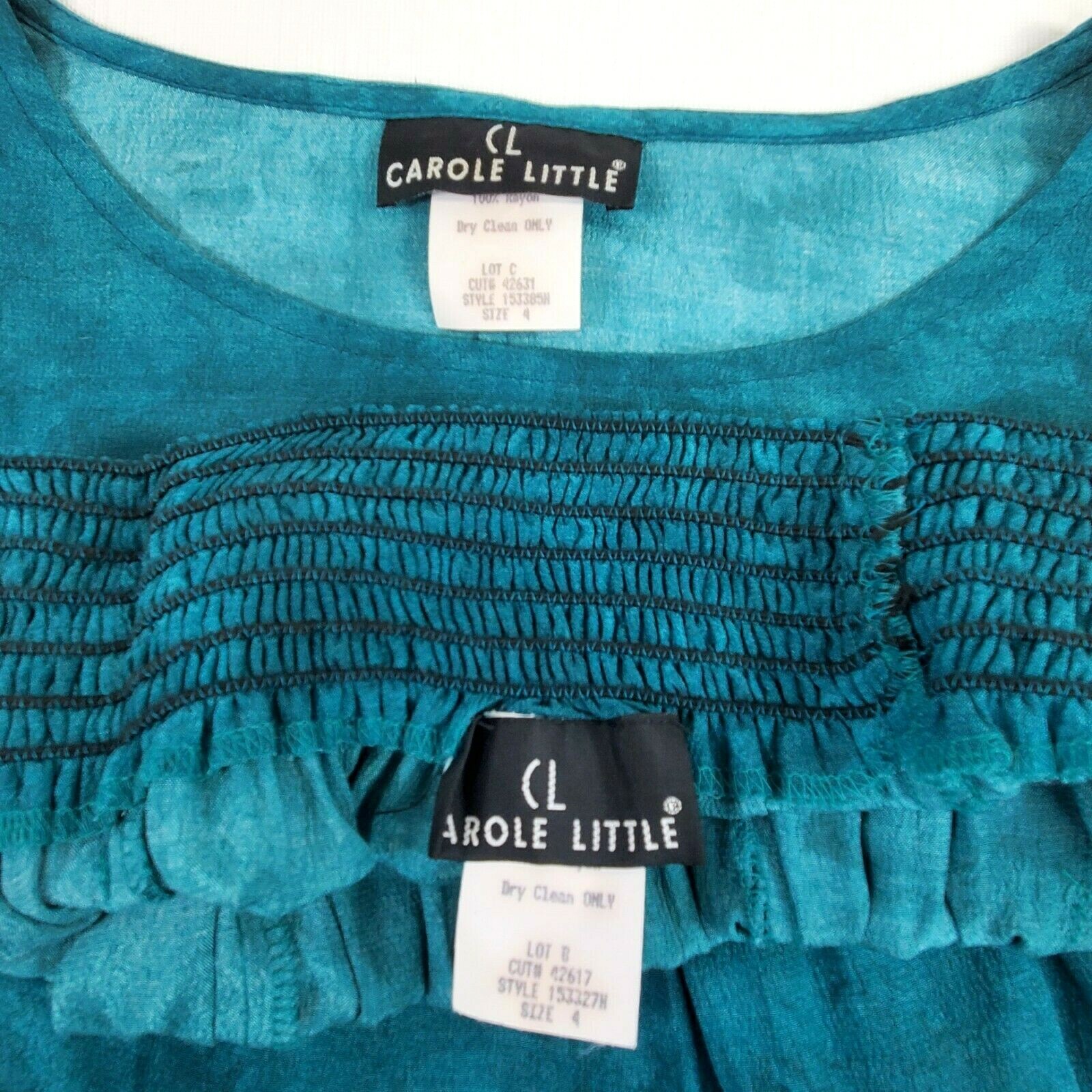 Carole Little CL Womens Size 4 Skort Pant Suit Set Teal Marble Tie Dye Rayon SS