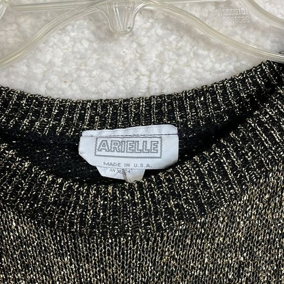 Vintage Arielle Women Black Gold Metallic Knit Crewneck Pullover Sweater 1X PLUS