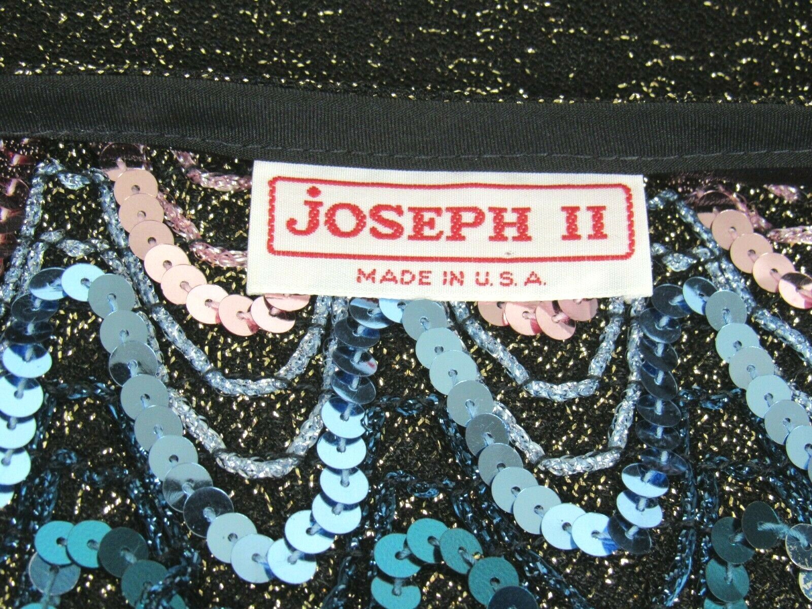 VTG 70s 80s JOSEPH II SEQUIN METALLIC THREAD GLITTER TOP MULTI COLOR DRAPED LOOK