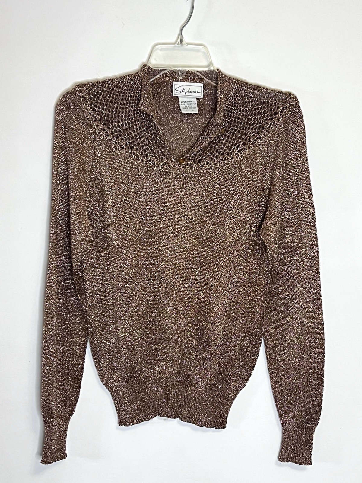Vintage 70’s Gold Metallic Mesh Knit Sweater Disco Studio 54 M