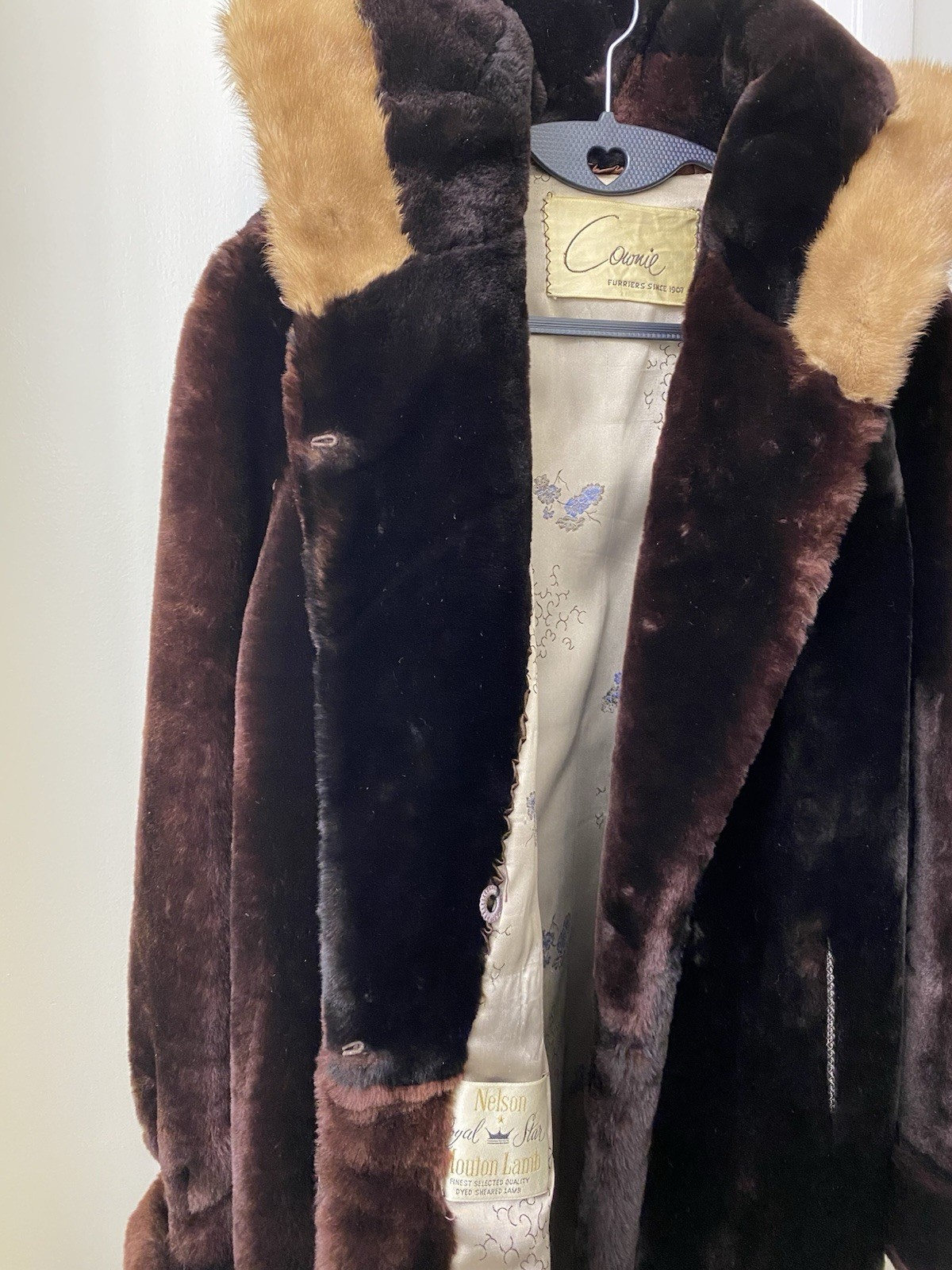Vintage Nelson Royal Star Mouton Lamb Fur Stroller Mahogany Brown FLA Fox Mink