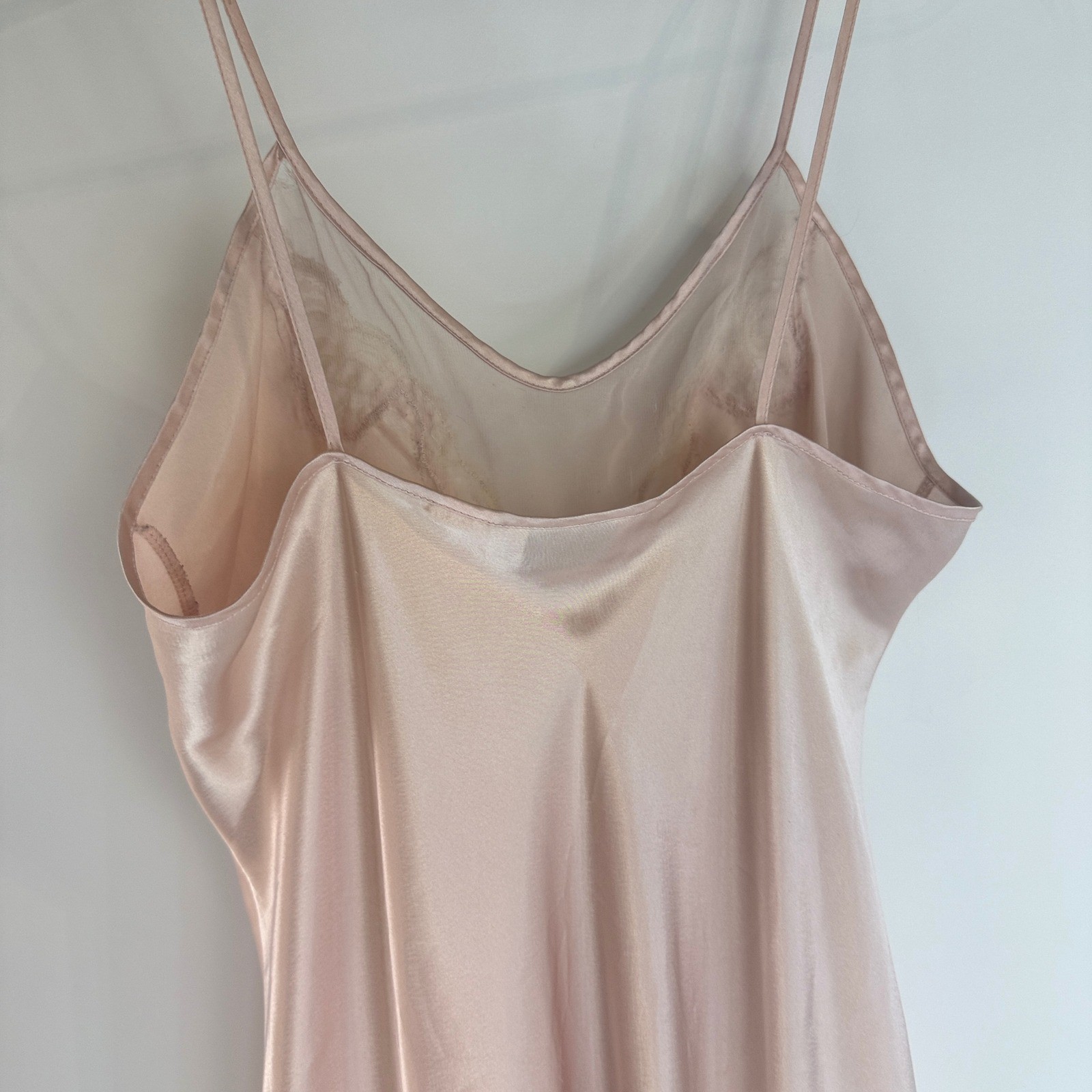Vintage Victoria’s Secret Nightgown Slip Dress Women L Pink Lace Tiered Mesh Hem