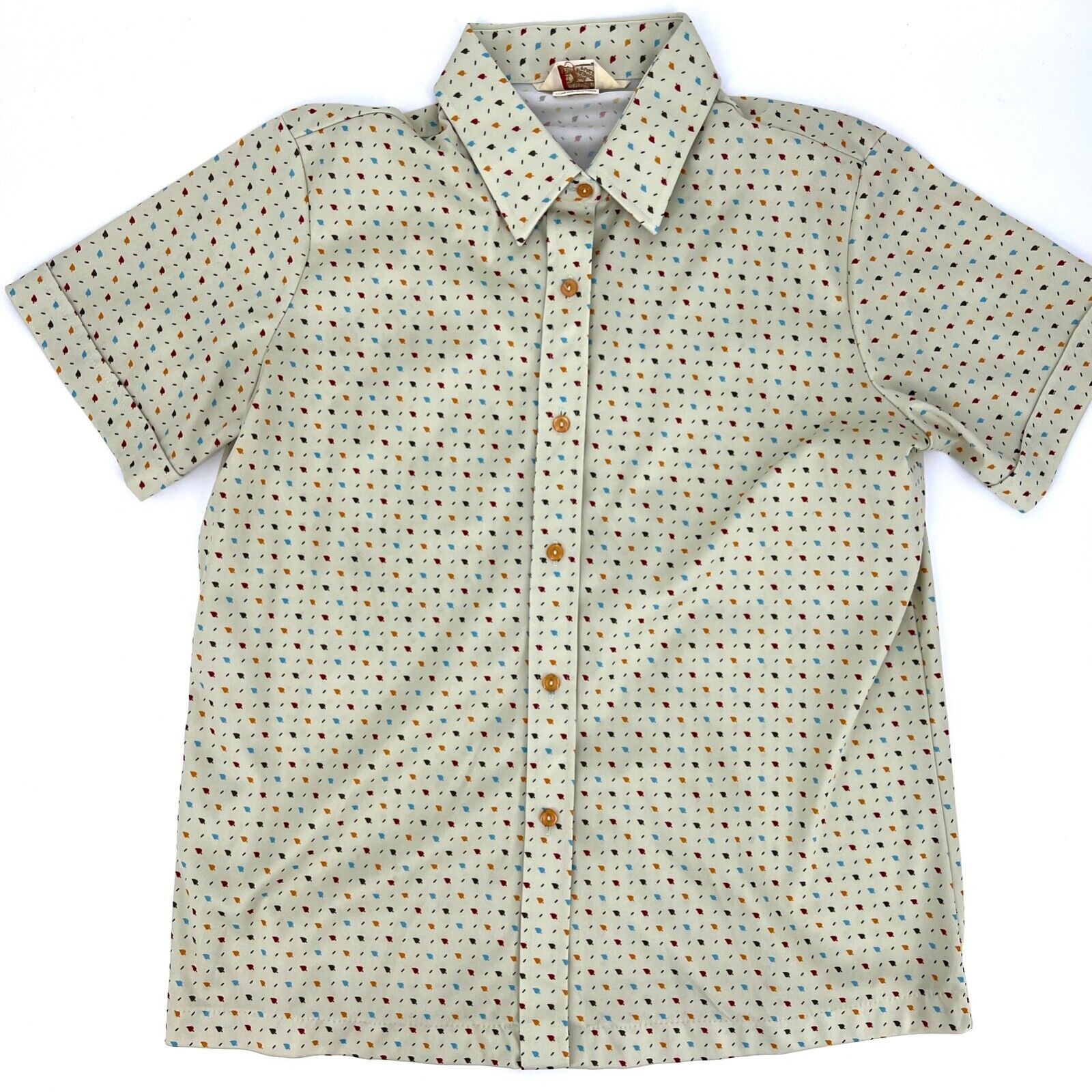 Vintage 70s Sears The Fashion Place Women’s Button Down Short Sleeve Shirt L XL
