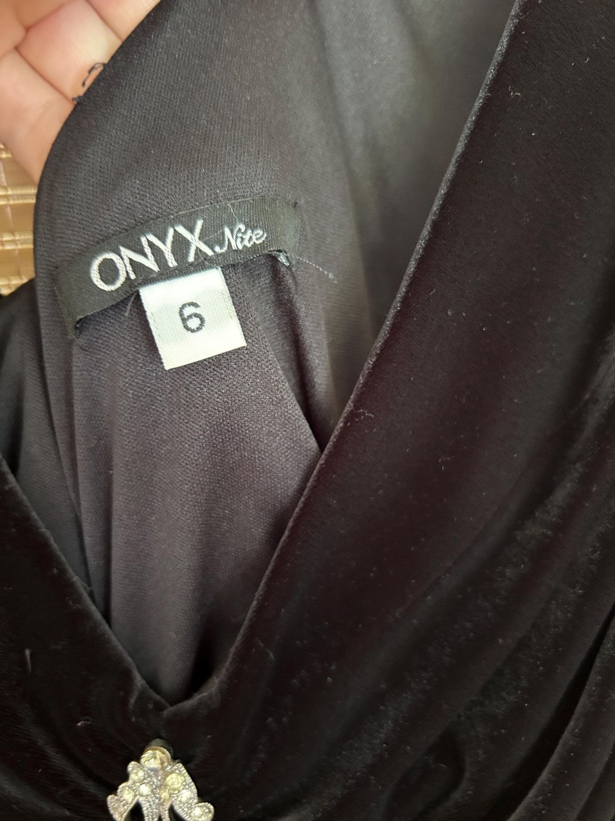 Vintage Onyx Nite Black Velvet Gown Size 6 | Rhinestone Formal Dress | Old Holly