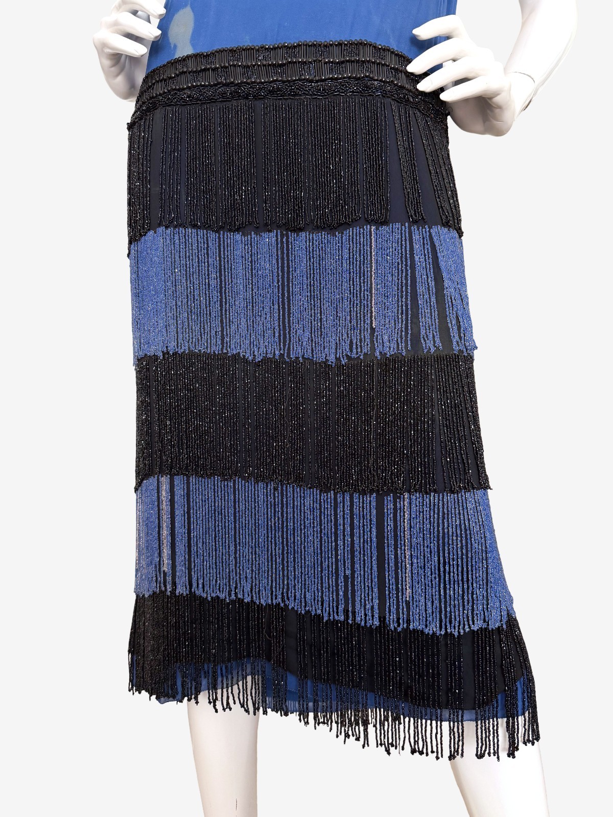 Antique 1920s Flapper Dress Silk Chiffon Beaded Fringe Art Deco