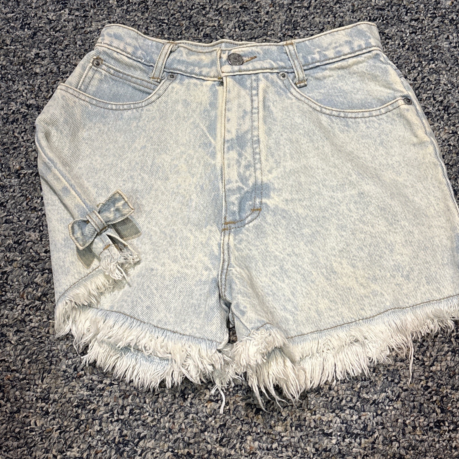 VINTAGE 80s SAN FRANCISCO RIDING GEAR Light ACID WASH DENIM Cutoff Jean Shorts 7