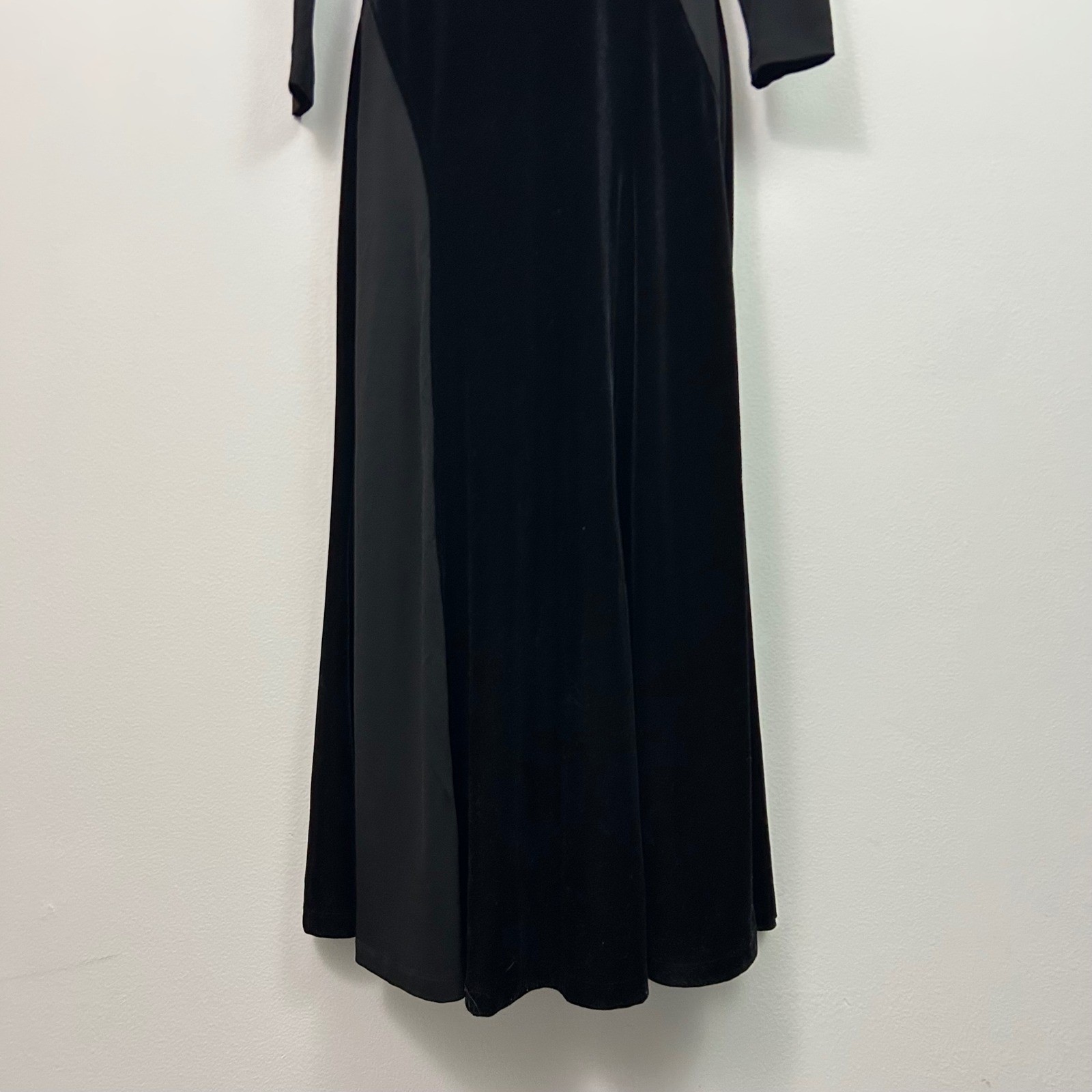 Vintage Velvet Mesh Asymmetrical Maxi Black Dress Cocktail Peep Inc Size Small