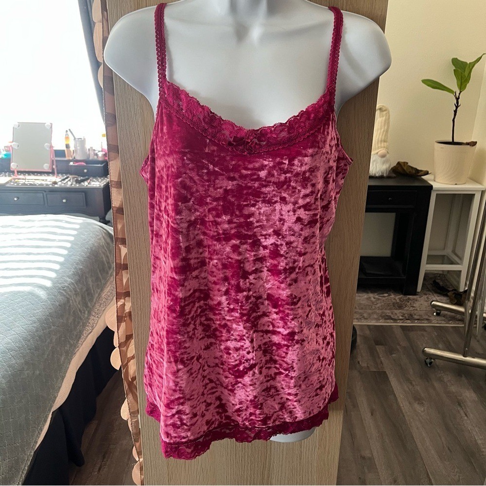 Y2K Faded Glory Pink Velvet Camisole Fitted Top