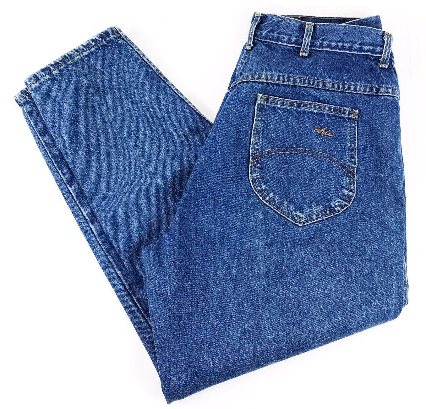 Chic Jeans Women’s 18 WP 34 x 29 Vintage 80s Blue Tapered Leg High Waist Mom