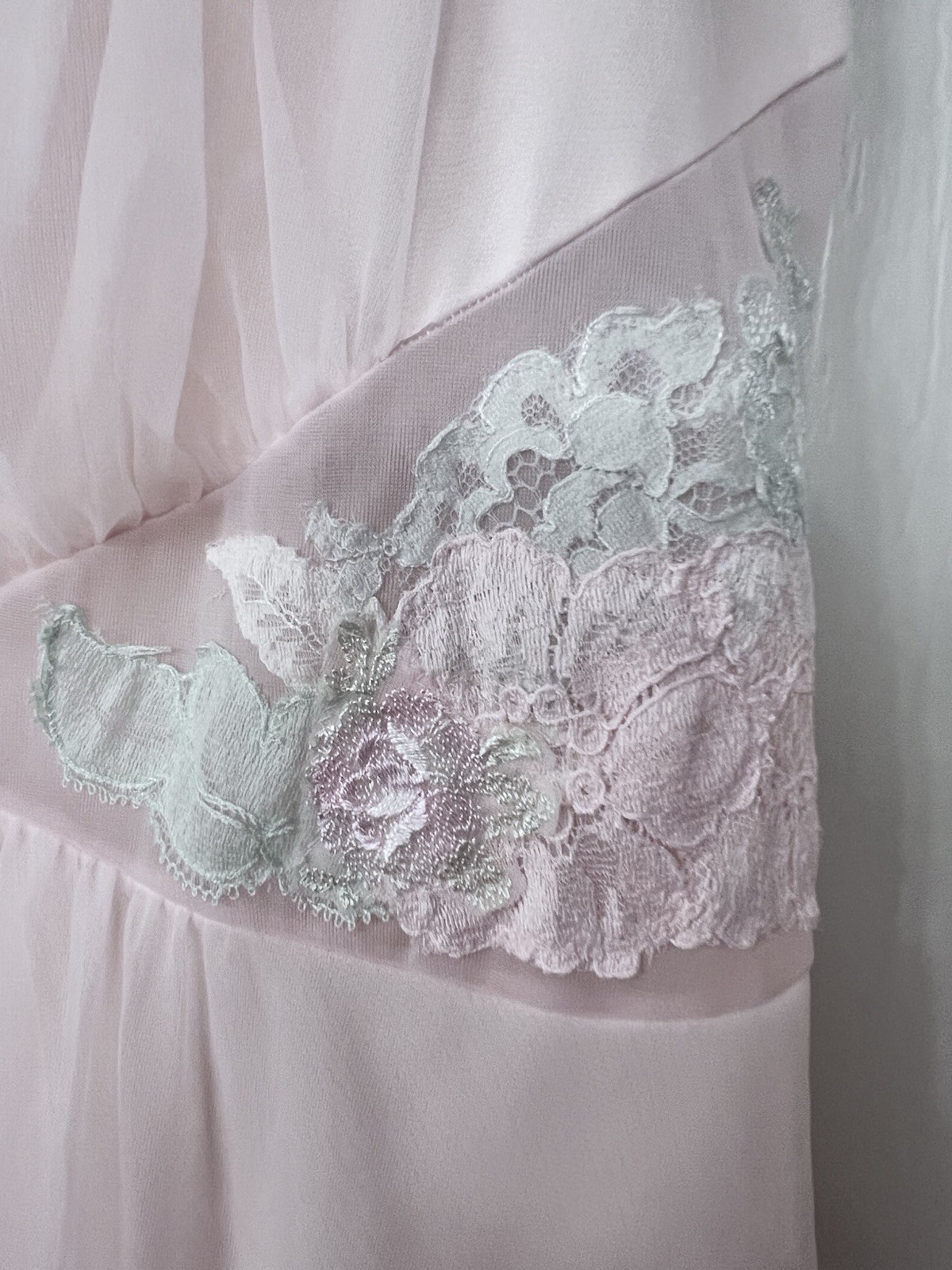 Vintage Shadowline Pink Nylon and Chiffon Long Peignoir Set Size S