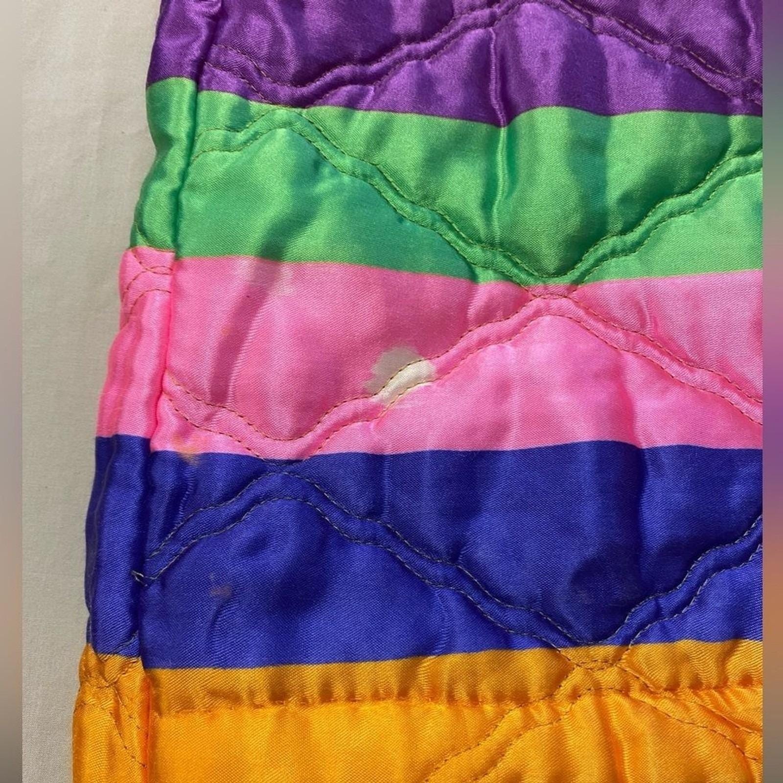 Vintage Rhapsody By Glazier Quilted Striped Maxi Skirt Small Medium Rainbow