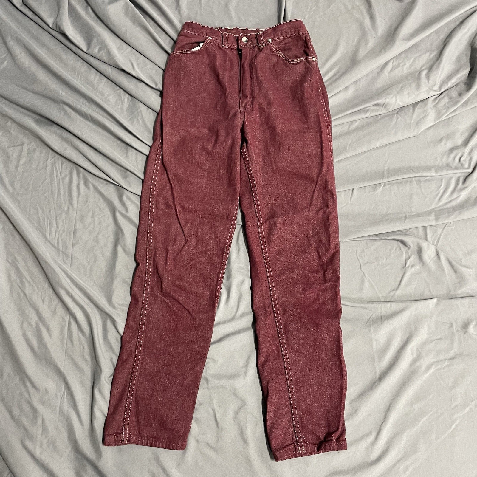 Vtg 50’s 60’s Misses Wrangler Sanforized Women’s Denim Jeans Maroon 24×26 14 USA