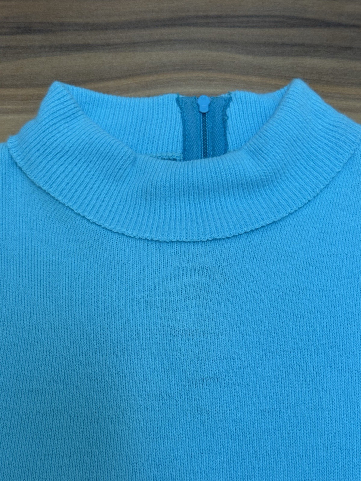 Vintage 60s Turtleneck Sweater Mod Miss Scotch English XS/S Light Blue Zip Back