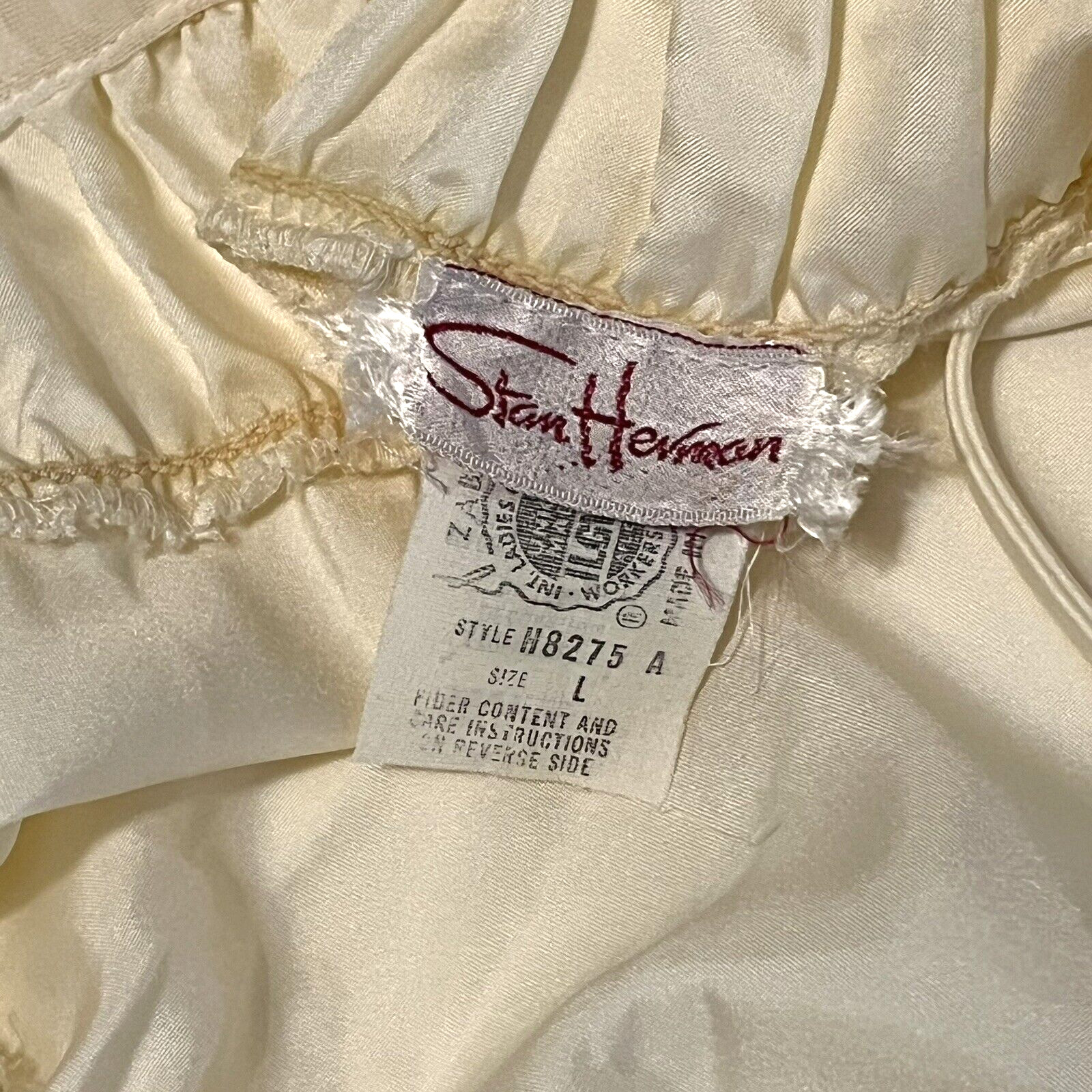Vintage 1960s Stan Herman Creme Nightgown w/Spaghetti Straps Size Large