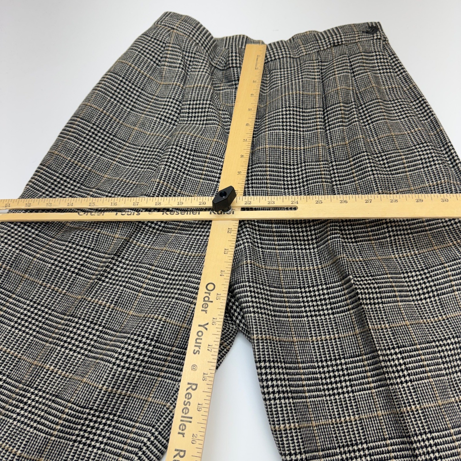 Vintage Glen Plaid Wool Trousers Women 14 Gray Dark Academia Preppy Office