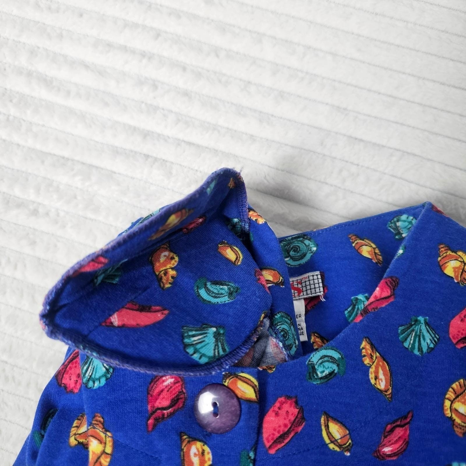 Vtg 90s Seashell Maxi Dress Womens Small Blue Cottagecore Coastal Beachy FADS
