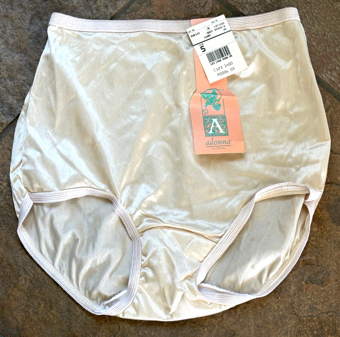JCPENNEY ADONNA Small Ivory Hi Shine SATIN Panties #1400 NWT VINTAGE