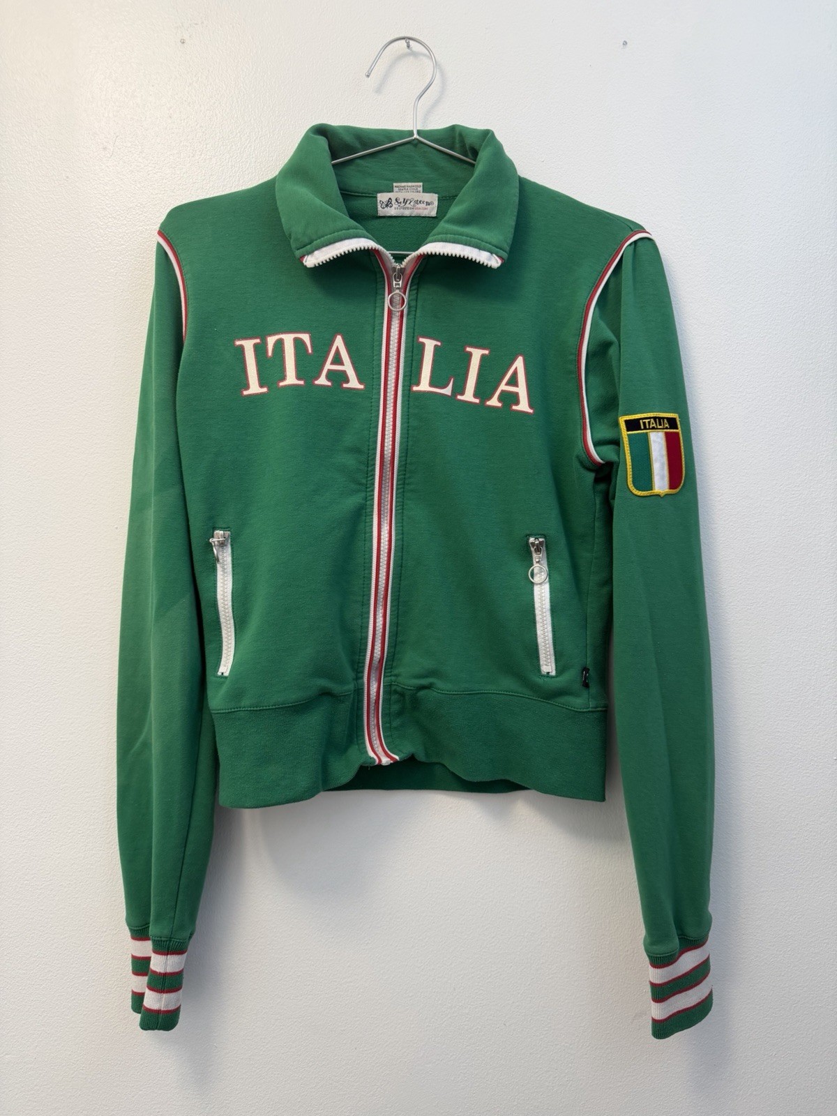 Vintage Y2K Self Esteem Italy Green Full Zip Up Track Jacket Women’s Large 90s
