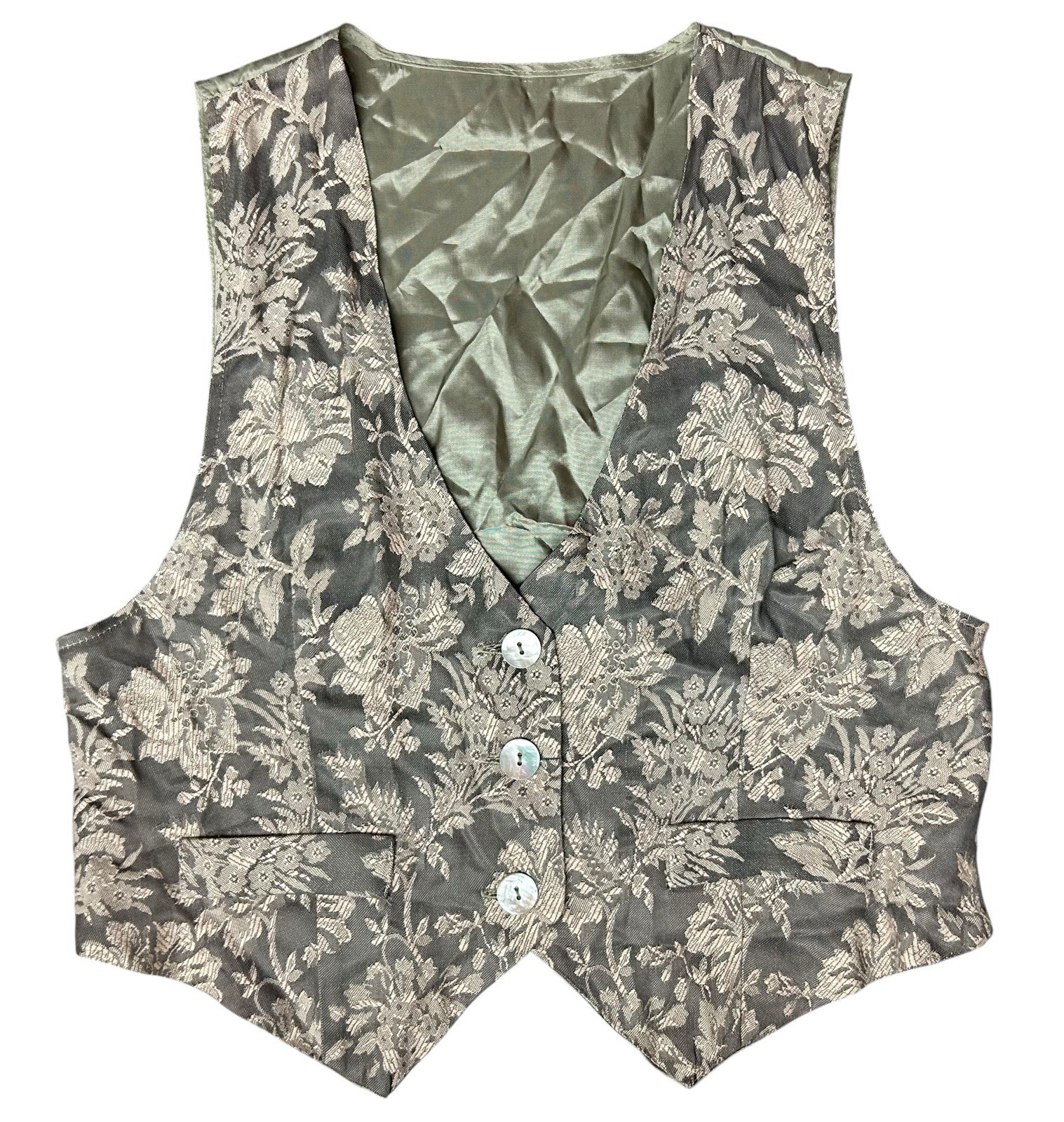 RJ Stevens Vest Womens One-Size Green VINTAGE Elegant Mother of Pearl Buttons