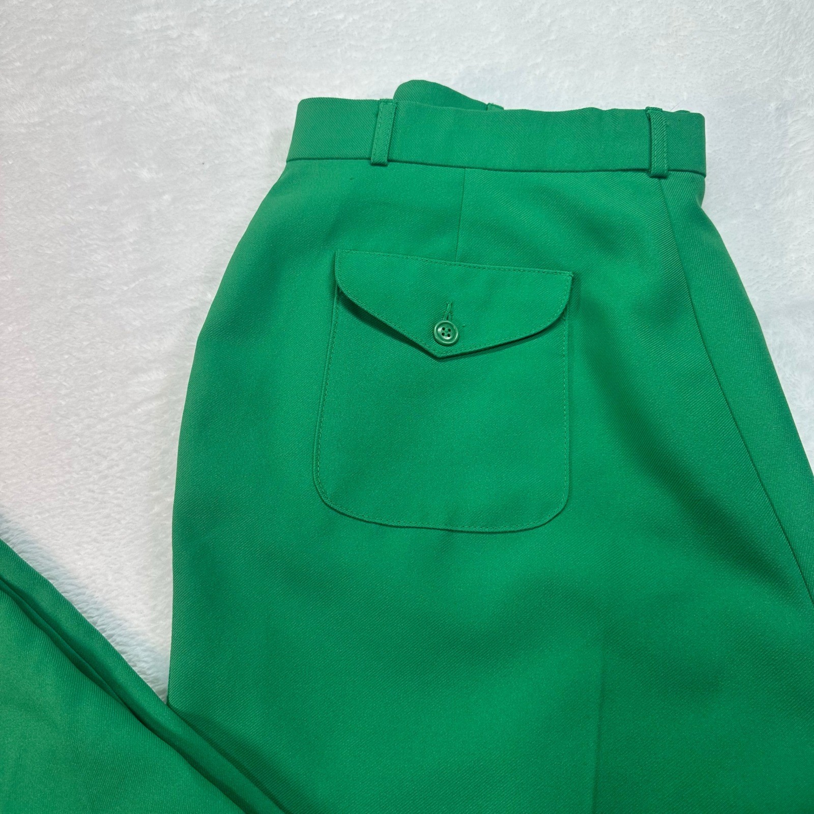 Vintage Green Wide Leg Trousers Women Size 22 Kelly Green High Rise