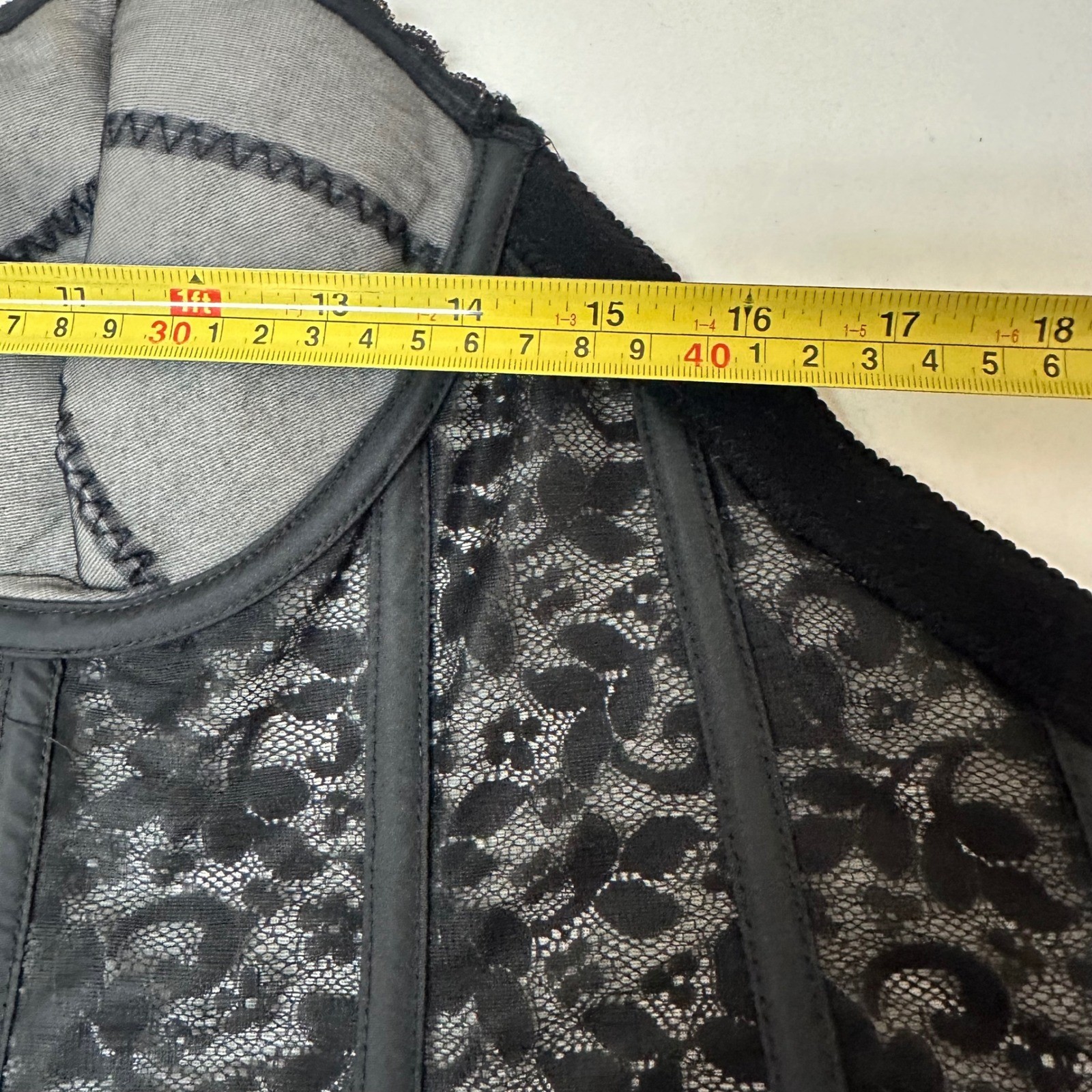 Vintage Carnival 313 Black Lace Bustier Corset Top 38C ILGWU Union Made USA