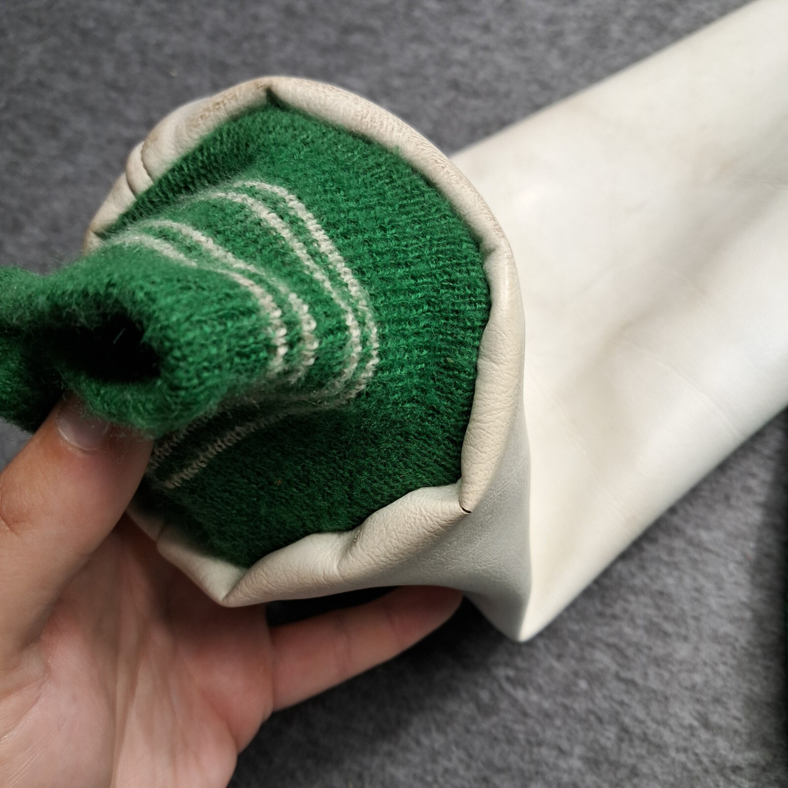 VTG 60s 70s Butwin Lettermans Jacket Green White Wool Vinyl Sleeves Vegan!