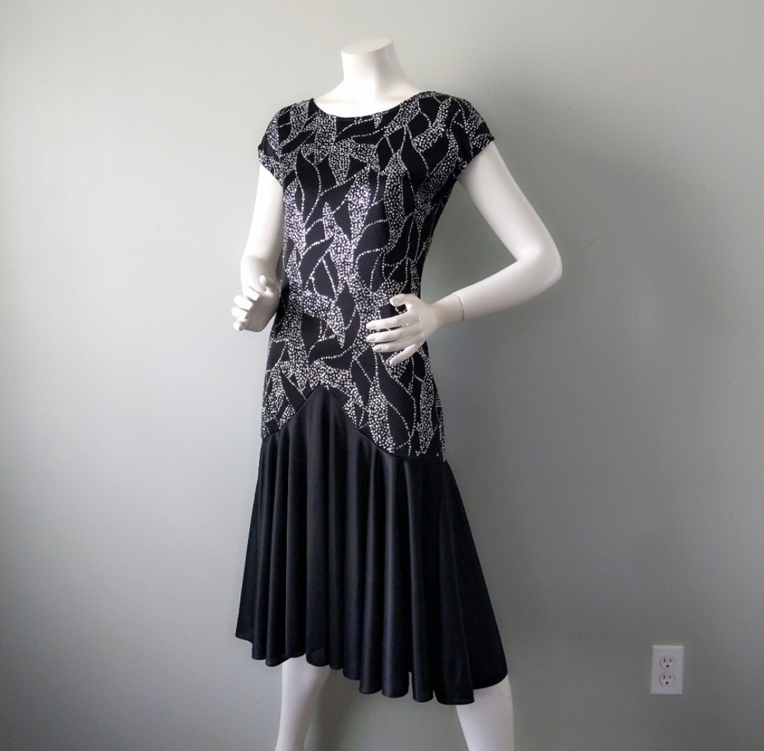 Diamond’s Run Wayne Diamond Women L Black Midi Dress Glitter 70s Vintage Party