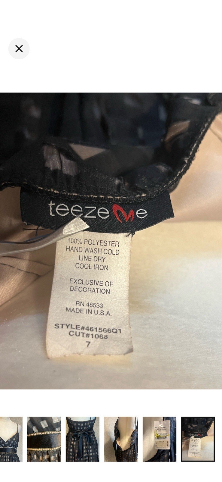 VTG 90s Teeze Me Black Formal Party Dress Fit + Flare Babydoll Sheer Straps NWT