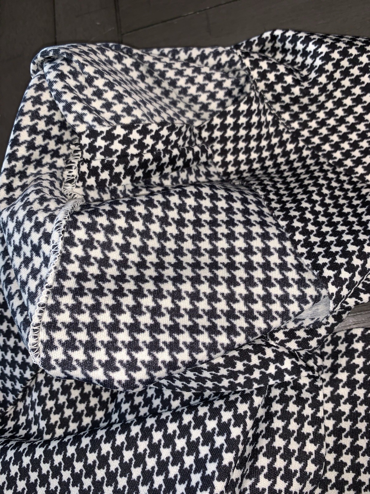 B6 80s Black White Houndstooth Button Front Blouse Long Sleeve Collared MEDIUM