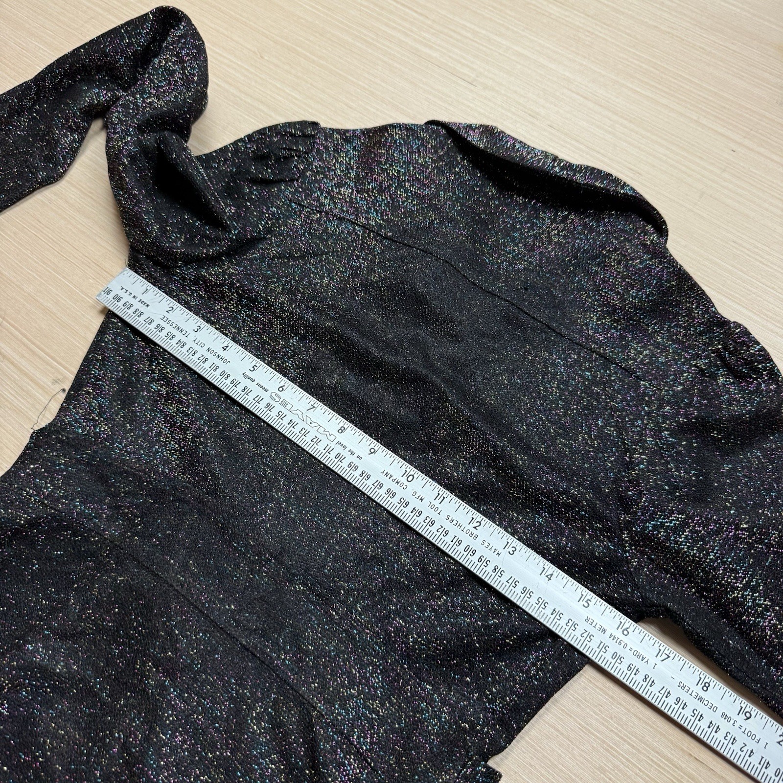 Vintage 70s Button Down Shirt Top Blouse Sparkle Metallic Tie Disco Glitter