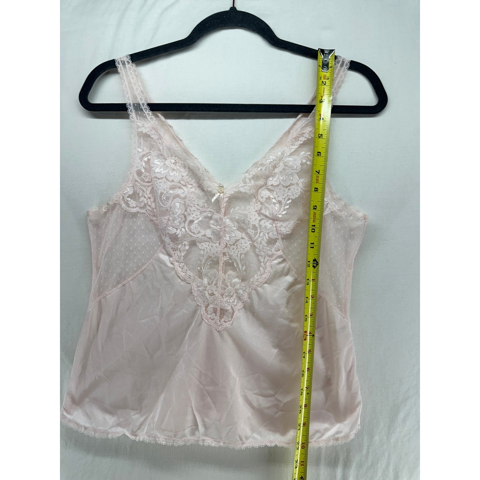 Pandora Vintage Lace Camisole Light Pink Swiss Dot Mesh V-Neck Lingerie Top