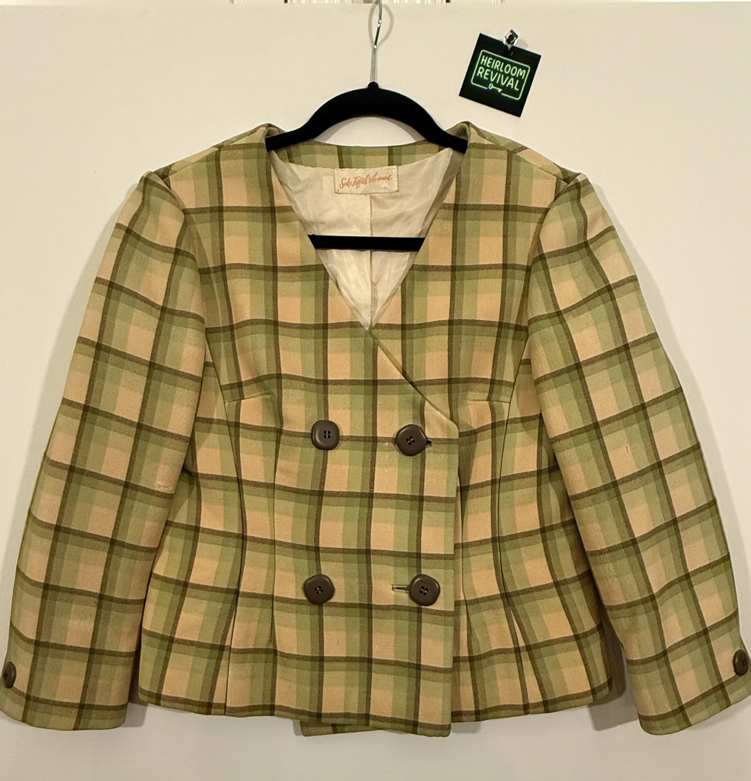 Vintage 50s Saks Fifth Avenue Plaid Skirt Suit George Carmel ILGWU Women’s Set