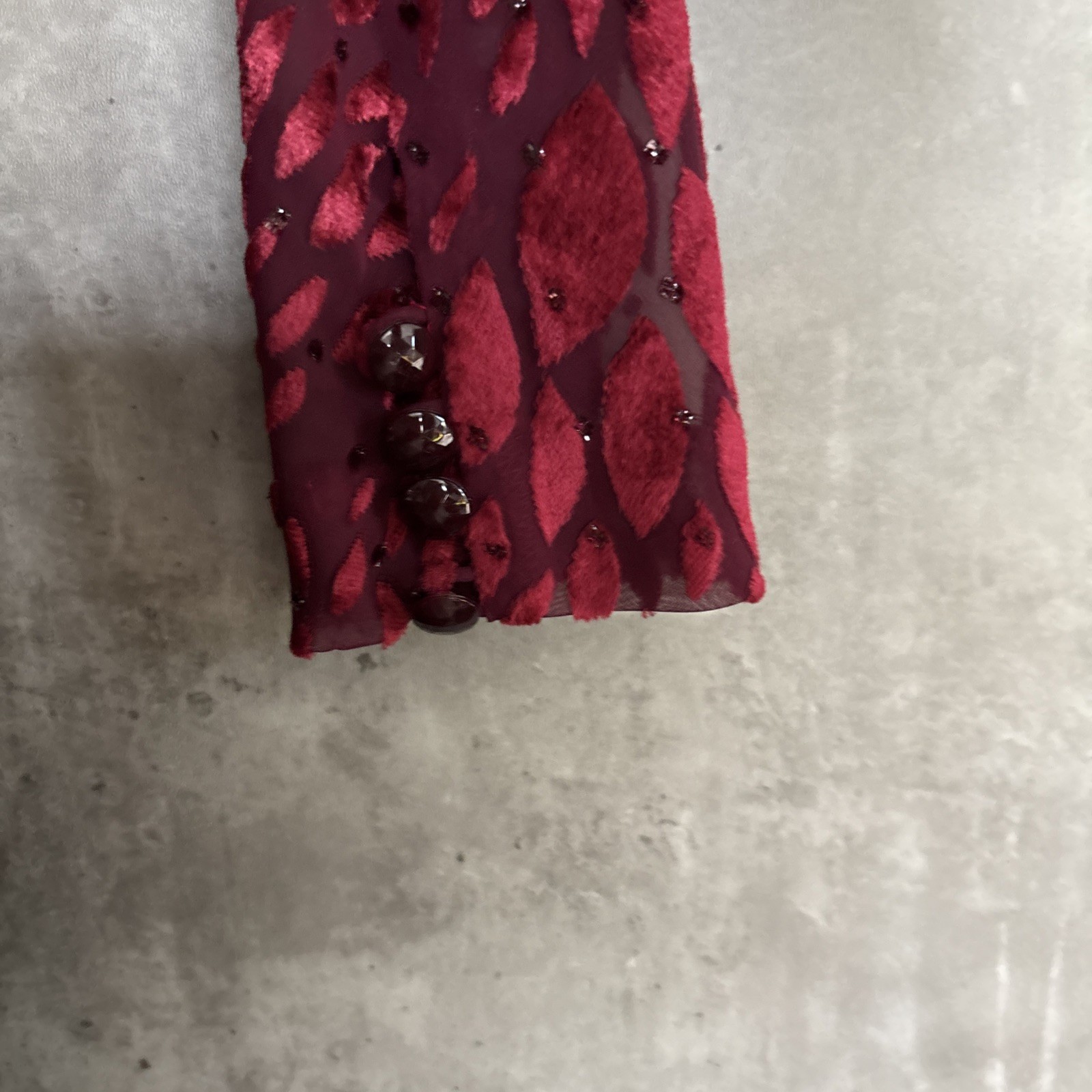 Vintage Morgan Taylor Red Velvet Beaded Evening Cocktail Dress Sz 8