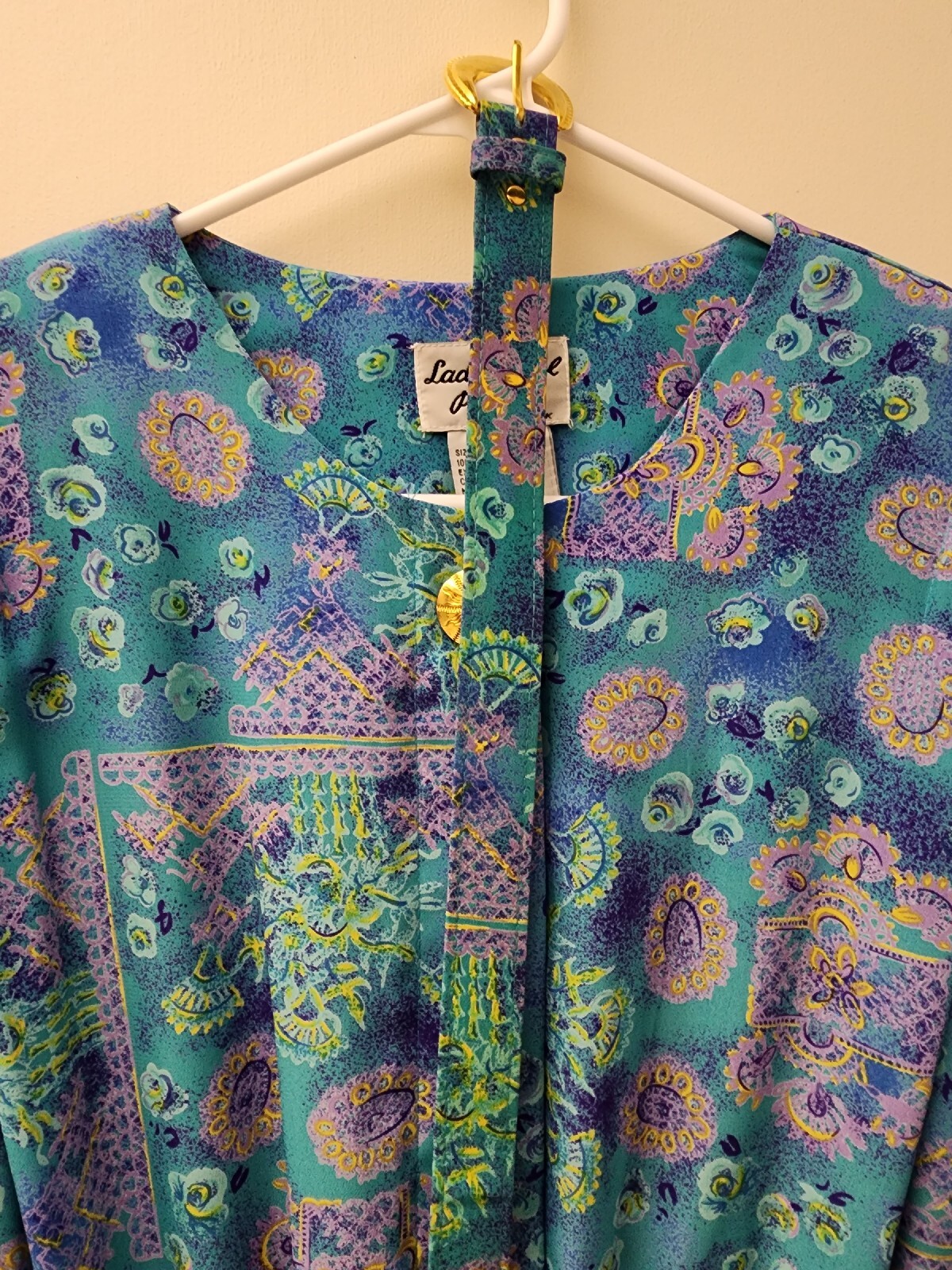 VTG Lady Carol Petites Of New York Pleated Floral Office Dress With Belt Size 8