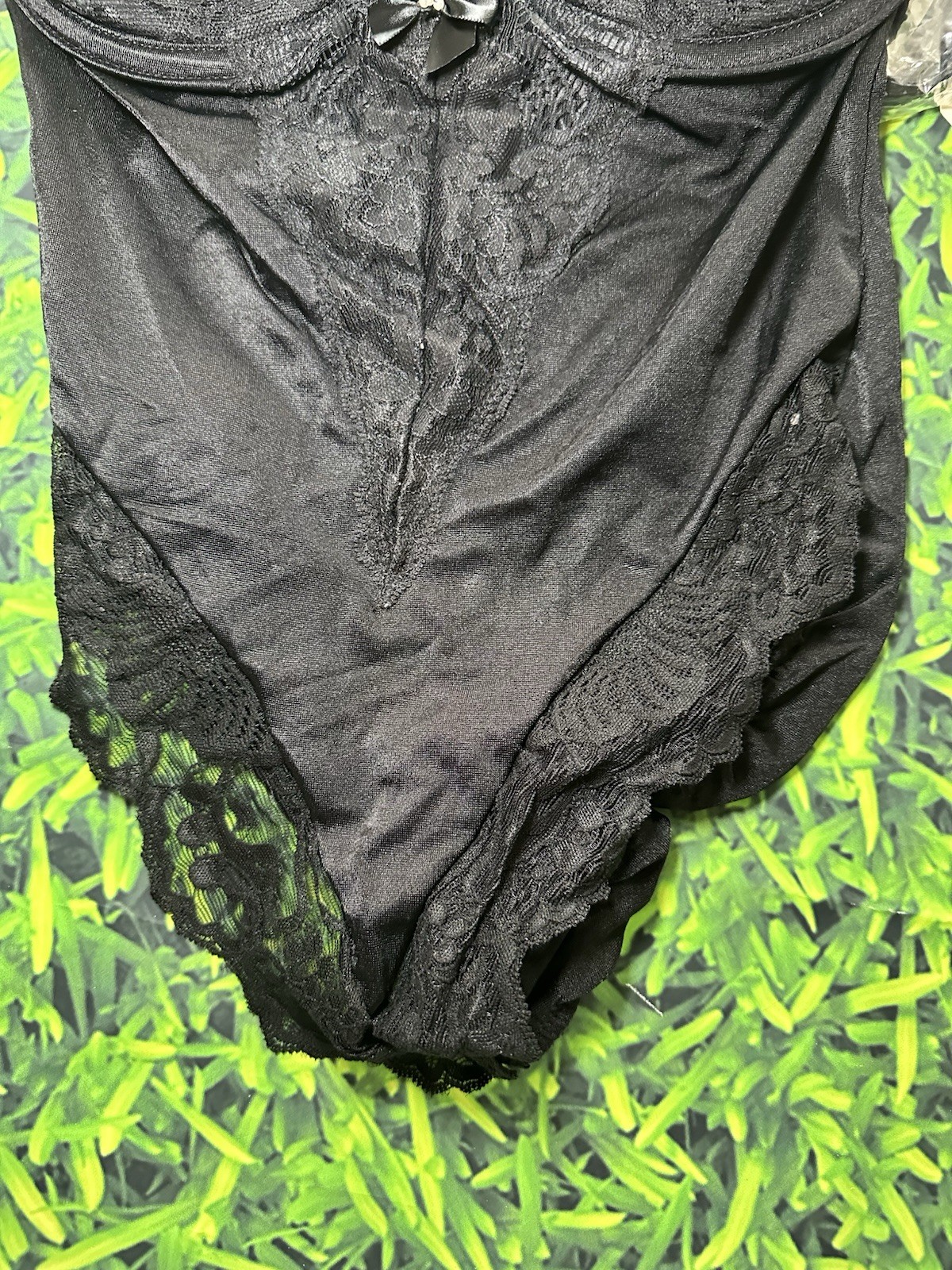 Vintage 90s Jezebel Plunge Black Lace Bodysuit NWT 34C Strapless USA SFA