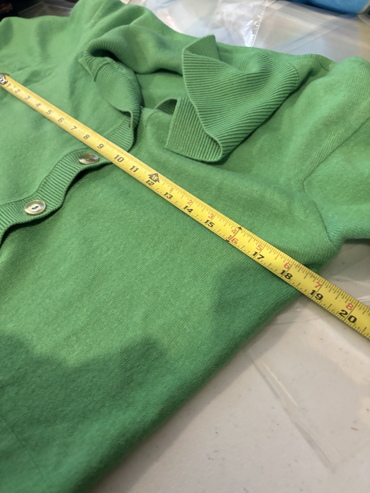 Vintage Jantzen 50s Wool Knit Cardigan Sweater 38 M USA Green 1950s Betty Paige